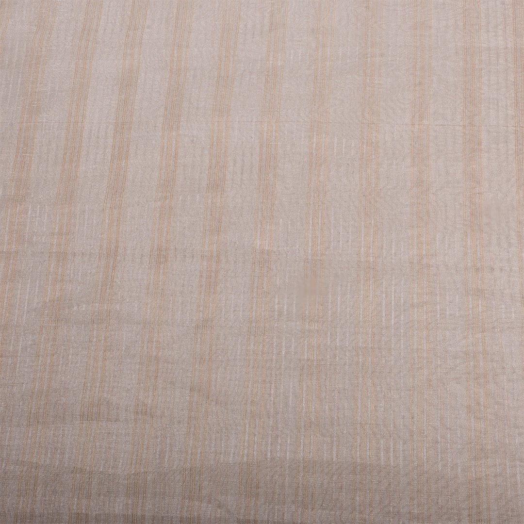 Dull Gold Jamawar Tissue Striped Fabric