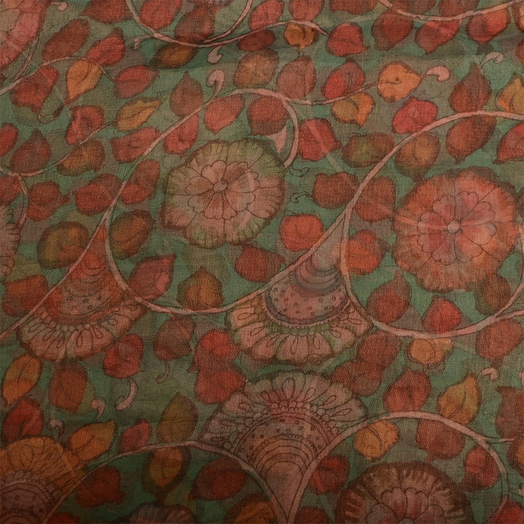 Rifle Green Tissue Floral Printed Fabric