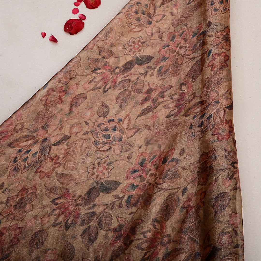 Light French Beige Tissue Printed Fabric