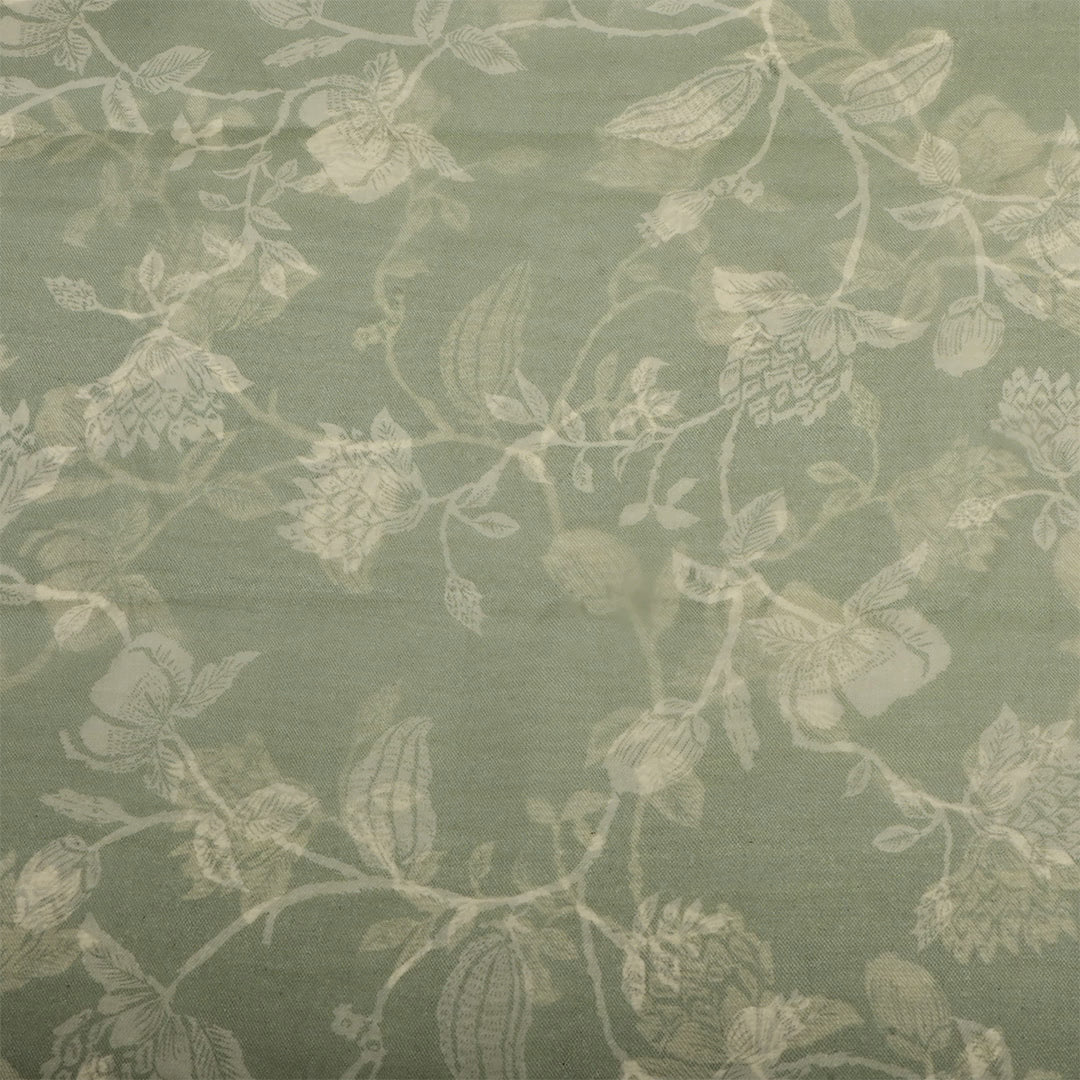 Lemon Grass Green Organza Floral Printed Fabric