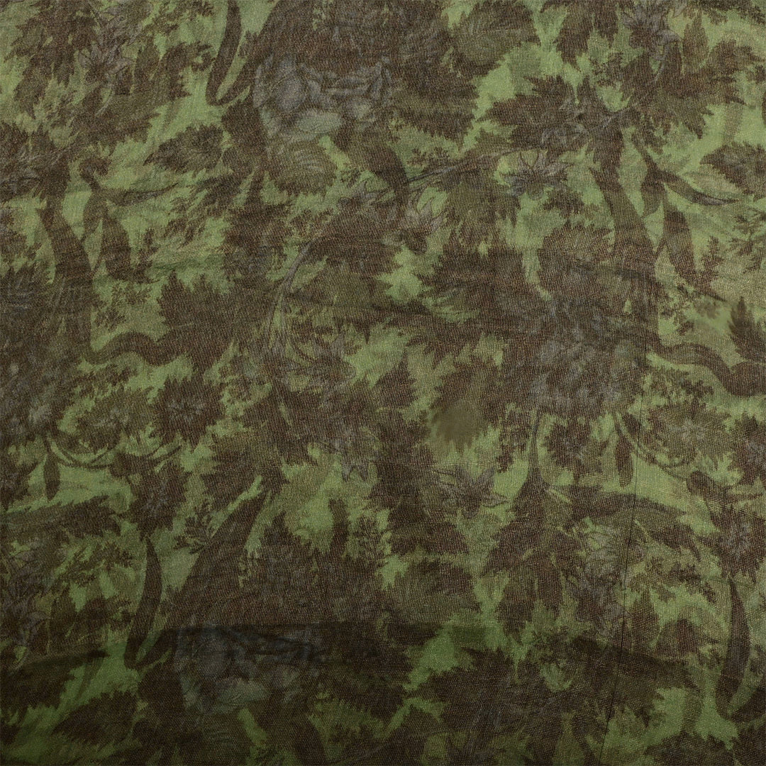 Hazel Green Tissue Floral Printed Fabric