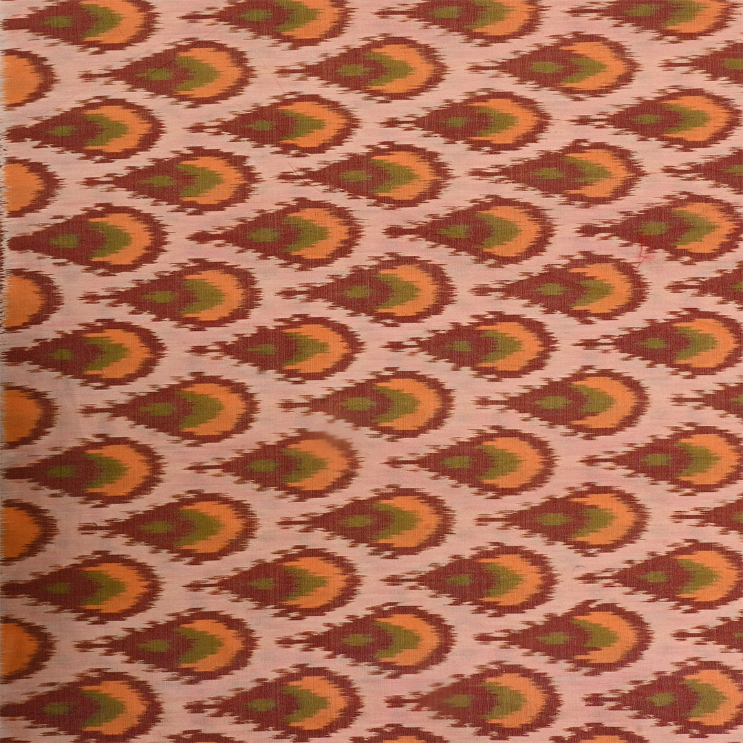 Pinkish Tan Chanderi Ikat Fabric