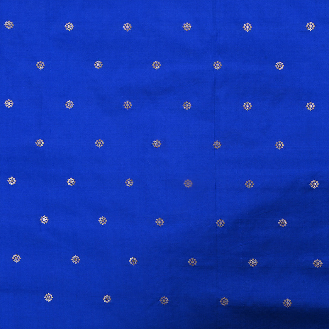 Egyptian Blue Jamawar Silk Fabric With Floral Butti'S