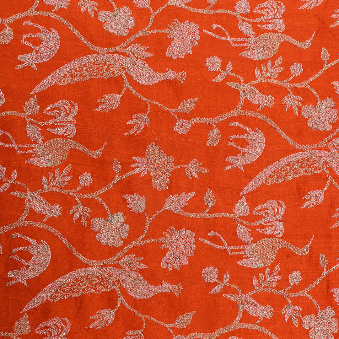 Sinopia Reddish Orange Dupion Raw Silk Weaved Fabric