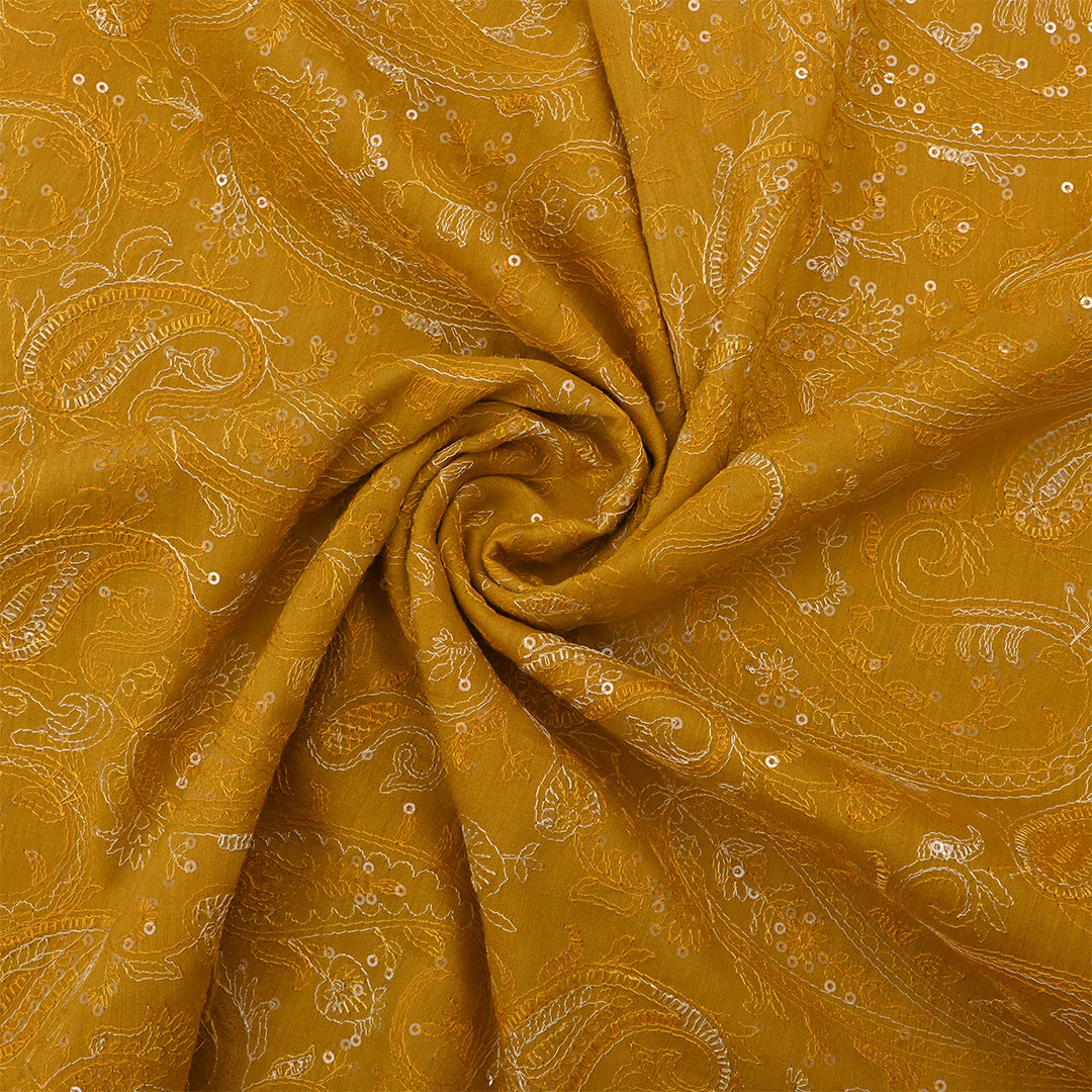 Pirate Gold Moonga Tussar Thread Work Fabric