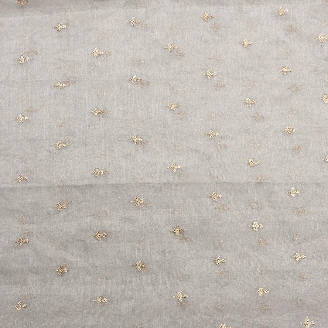 Silver Tissue Zari Embroidered Fabric