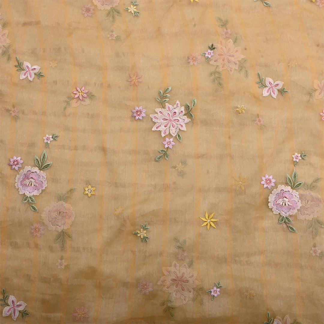 Light French Beige Tissue Embroidered Fabric