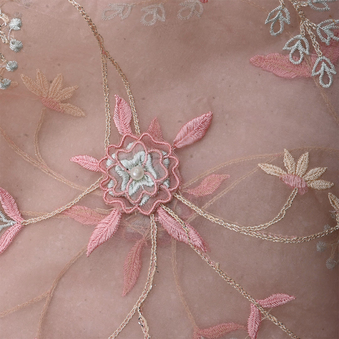 Pink Champagne Organza Patchwork Fabric