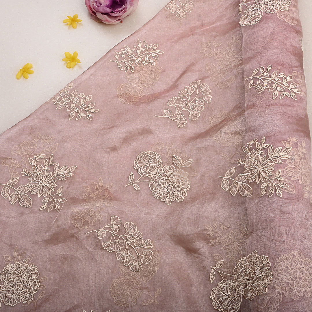 Brandy Rose Organza Floral Embroidered Fabric