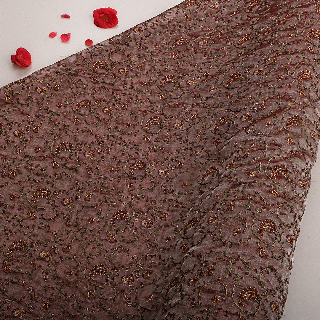 Coffee Bean Tissue Embroidered Fabric