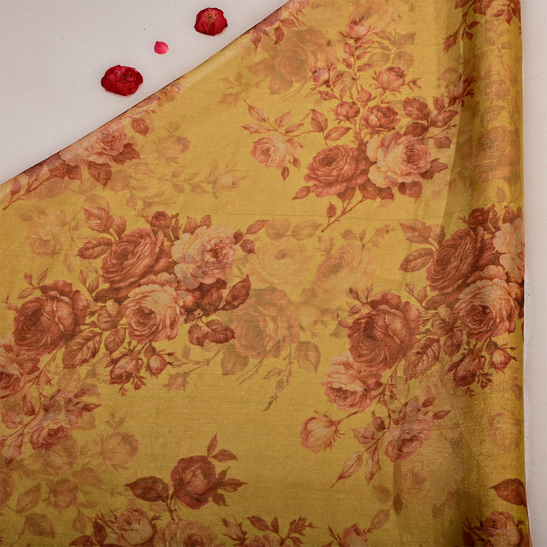 Leather Yellow Tissue Printed Fabric