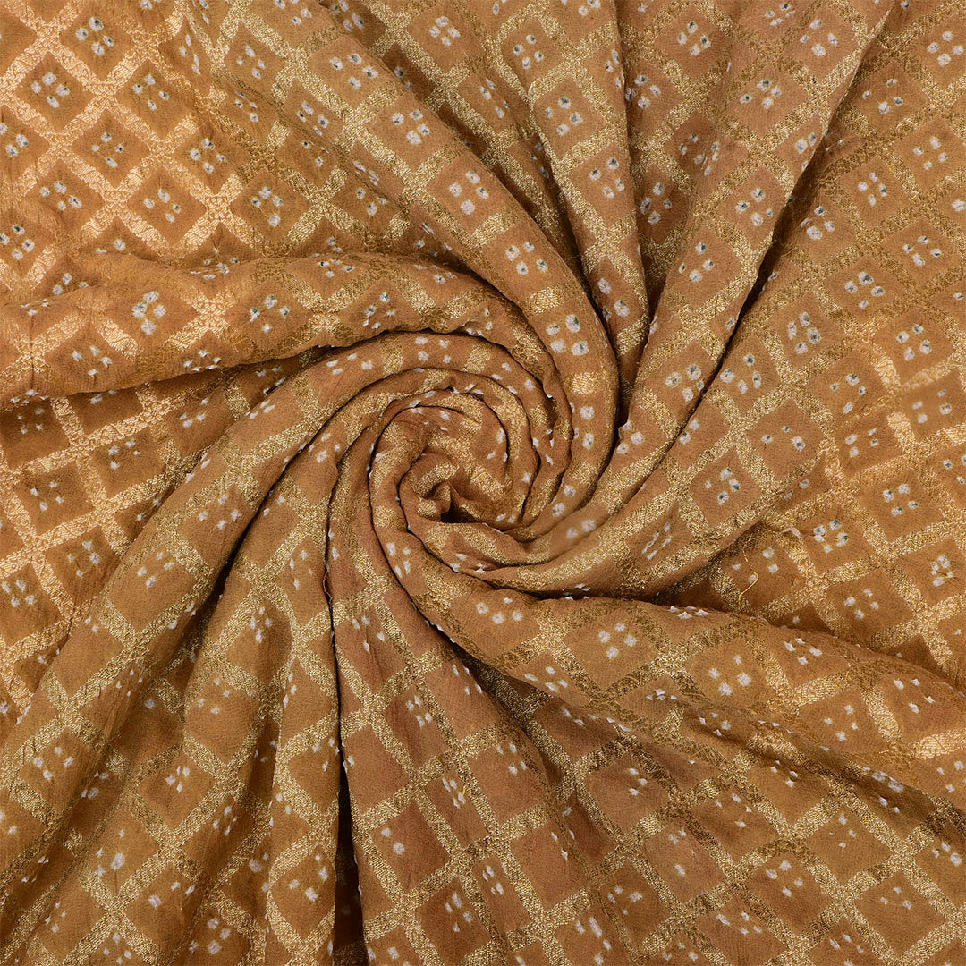 Cinnamon Brown Georgette Bandhani Fabric
