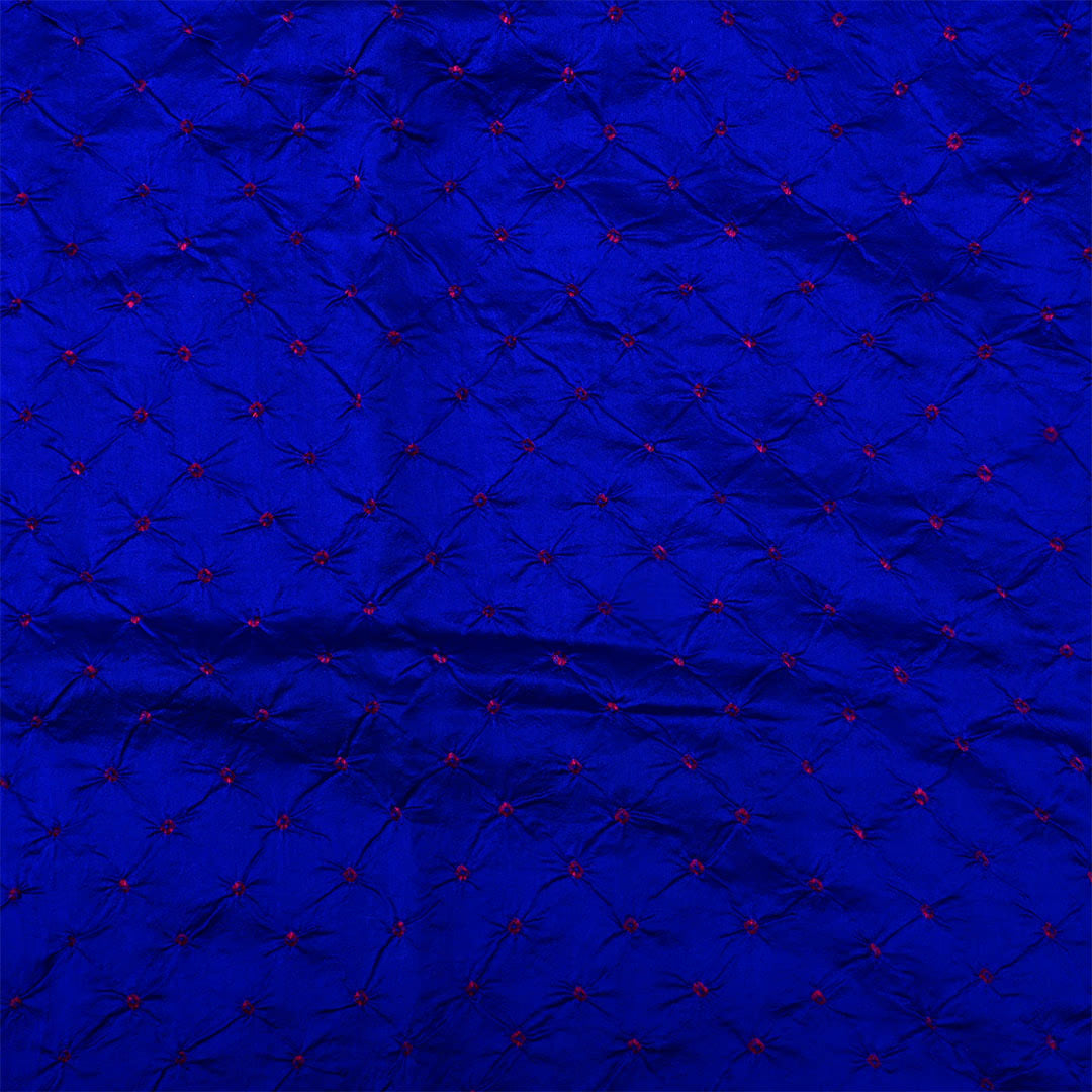 Phthalo Blue Silk Bandhani Fabric