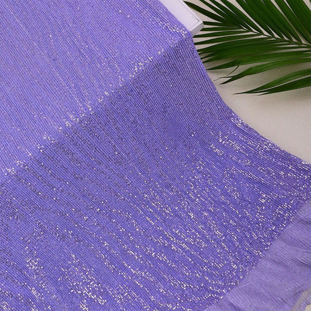 Chetwode Bluish Purple Netted Sequins Work Fabric
