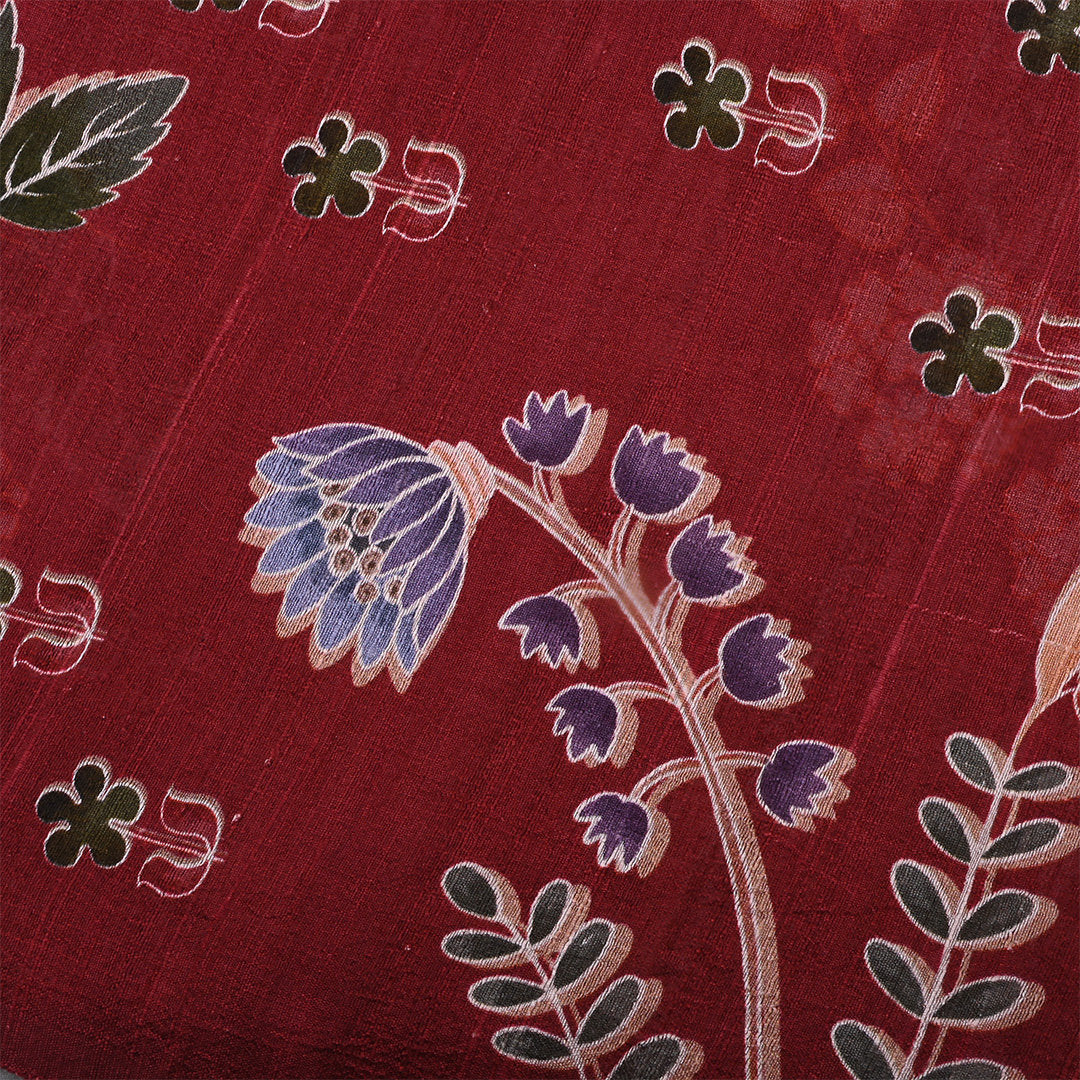 Persian Plum Red Dupion Fabric With Digital Print