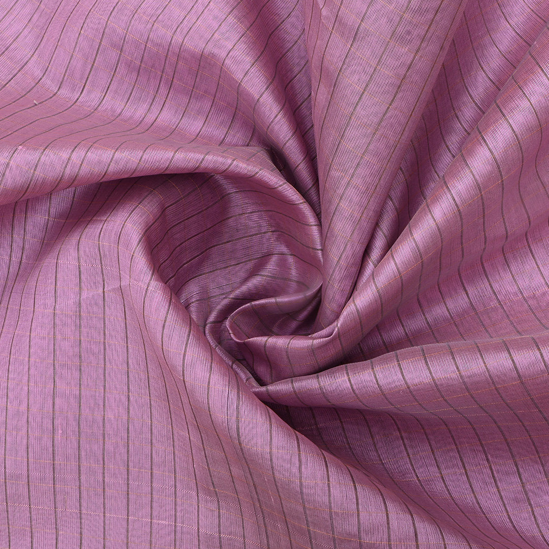Pastel Violet Jamawar Silk Fabric With Stripes