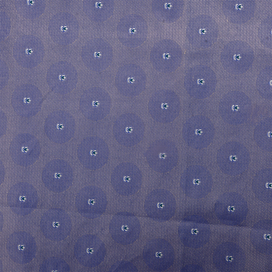 Royal Blue Jamawar Silk Fabric With Butti'S