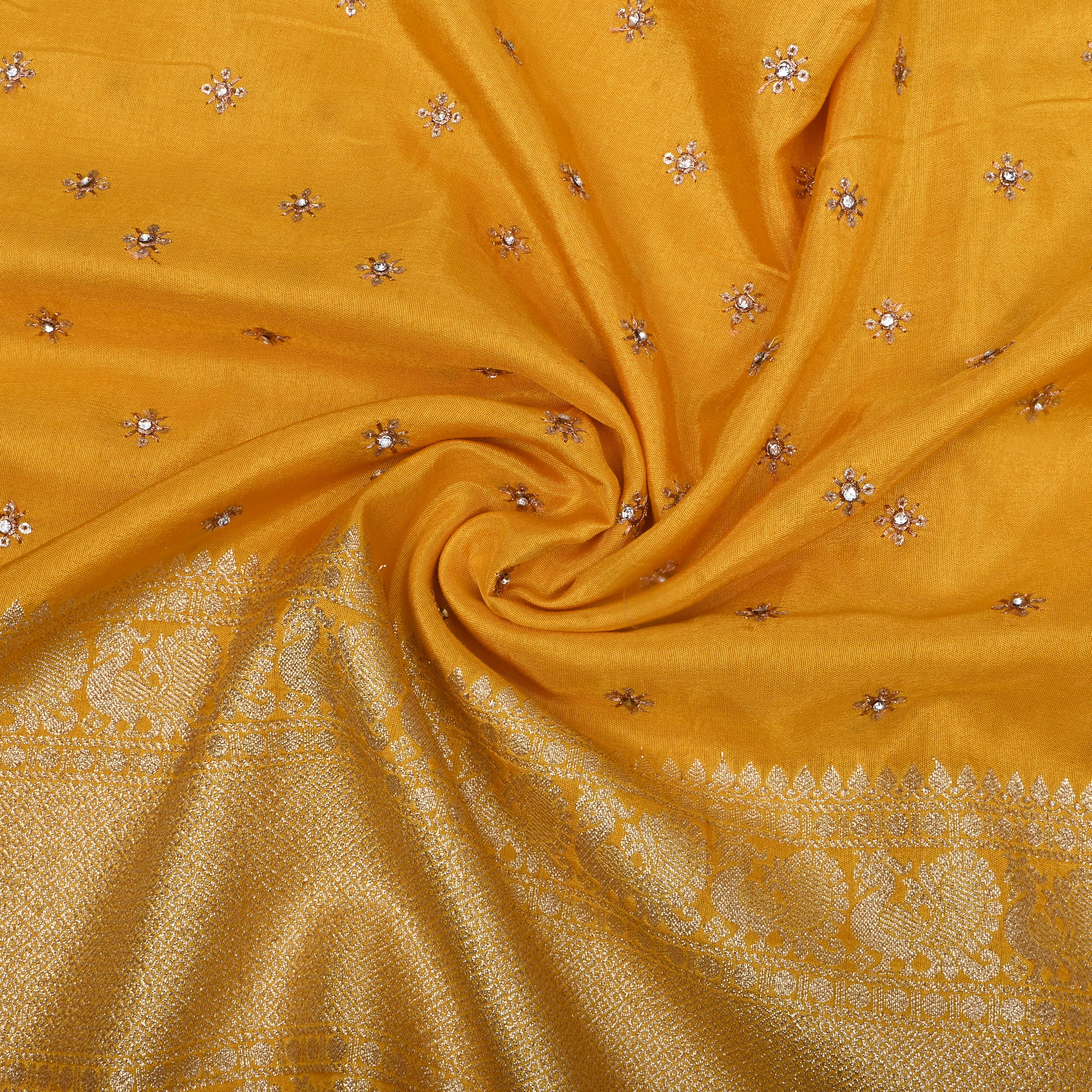 Sunrise Yellow Zari Woven Silk Fabric
