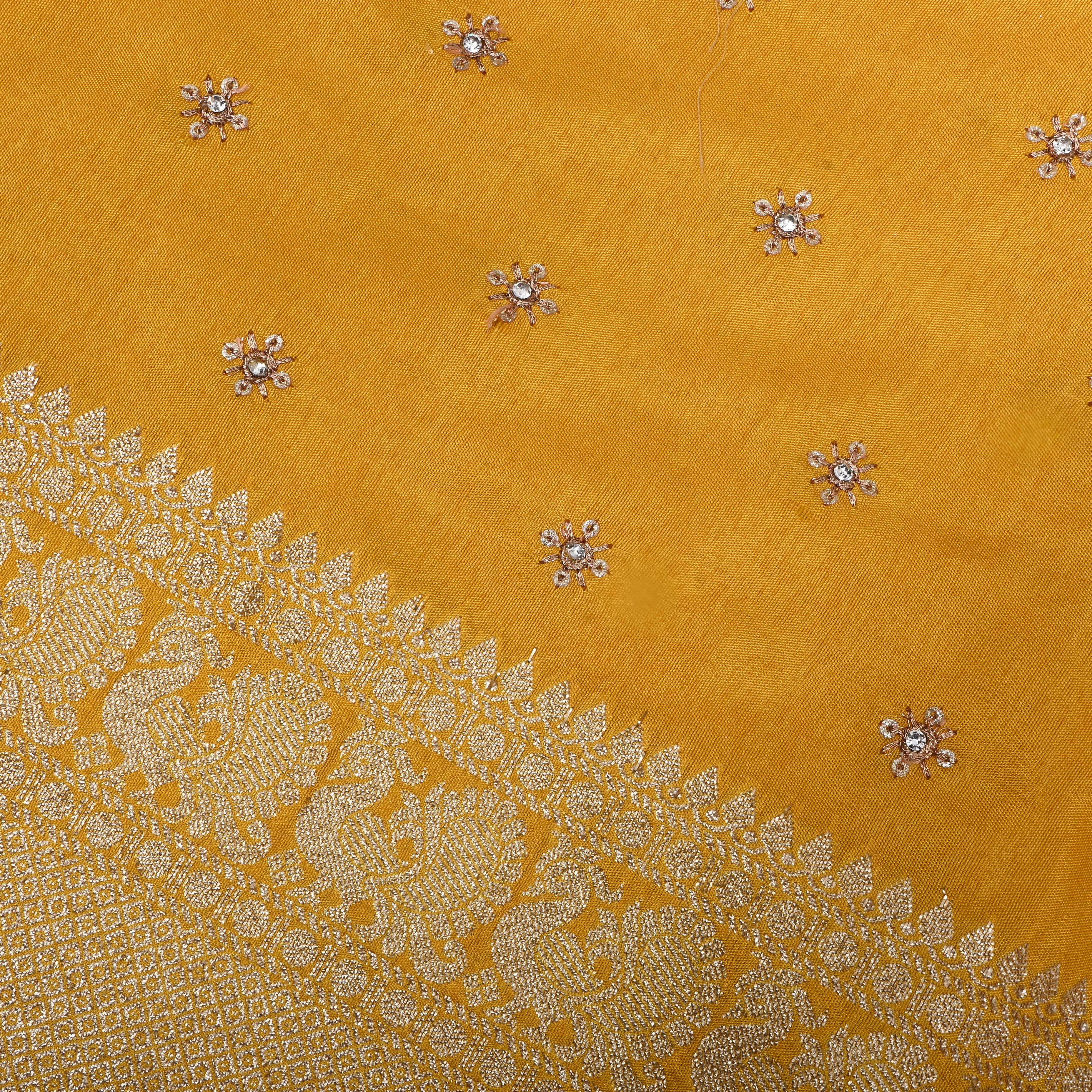 Sunrise Yellow Zari Woven Silk Fabric