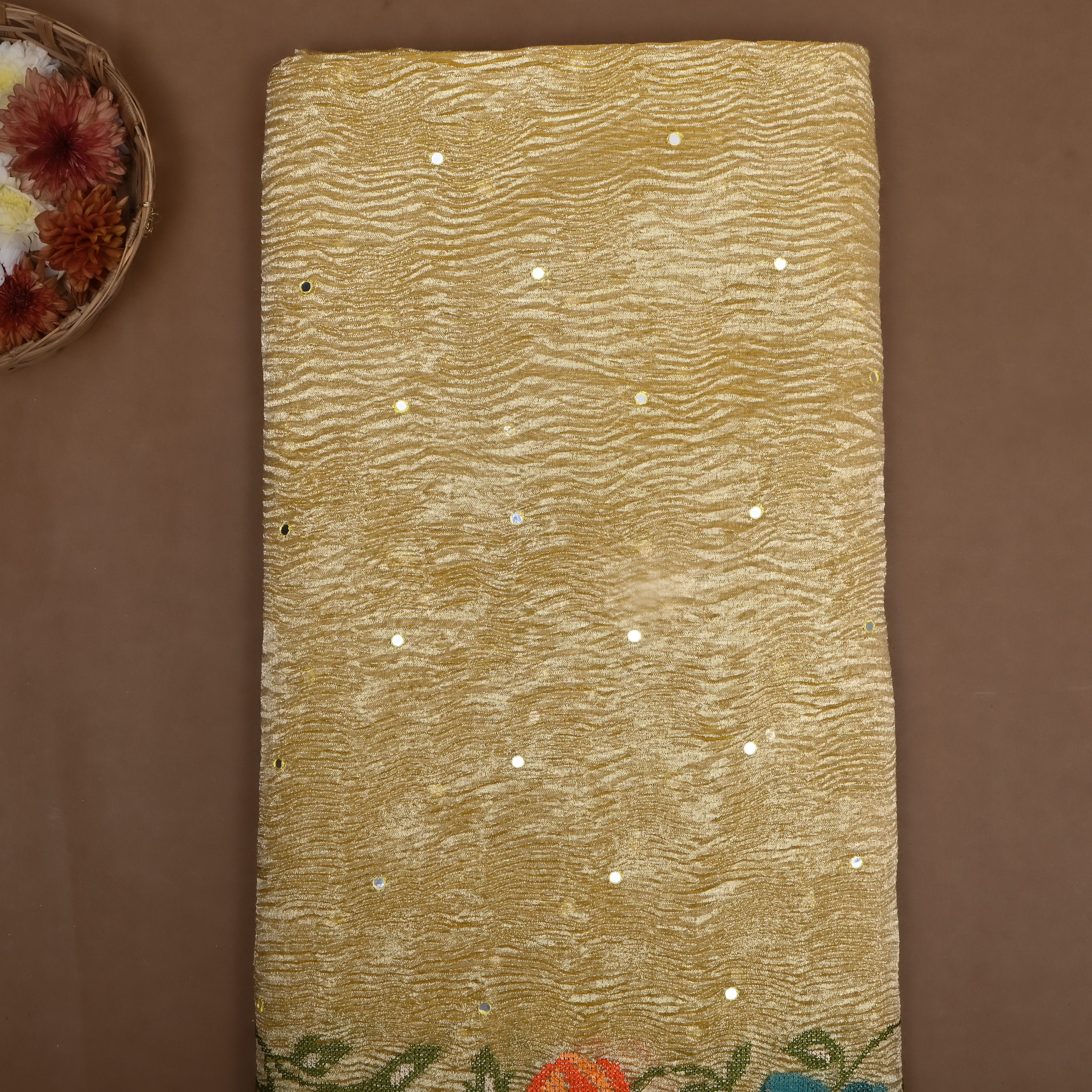 Golden Cross Stitch Tissue Fabric