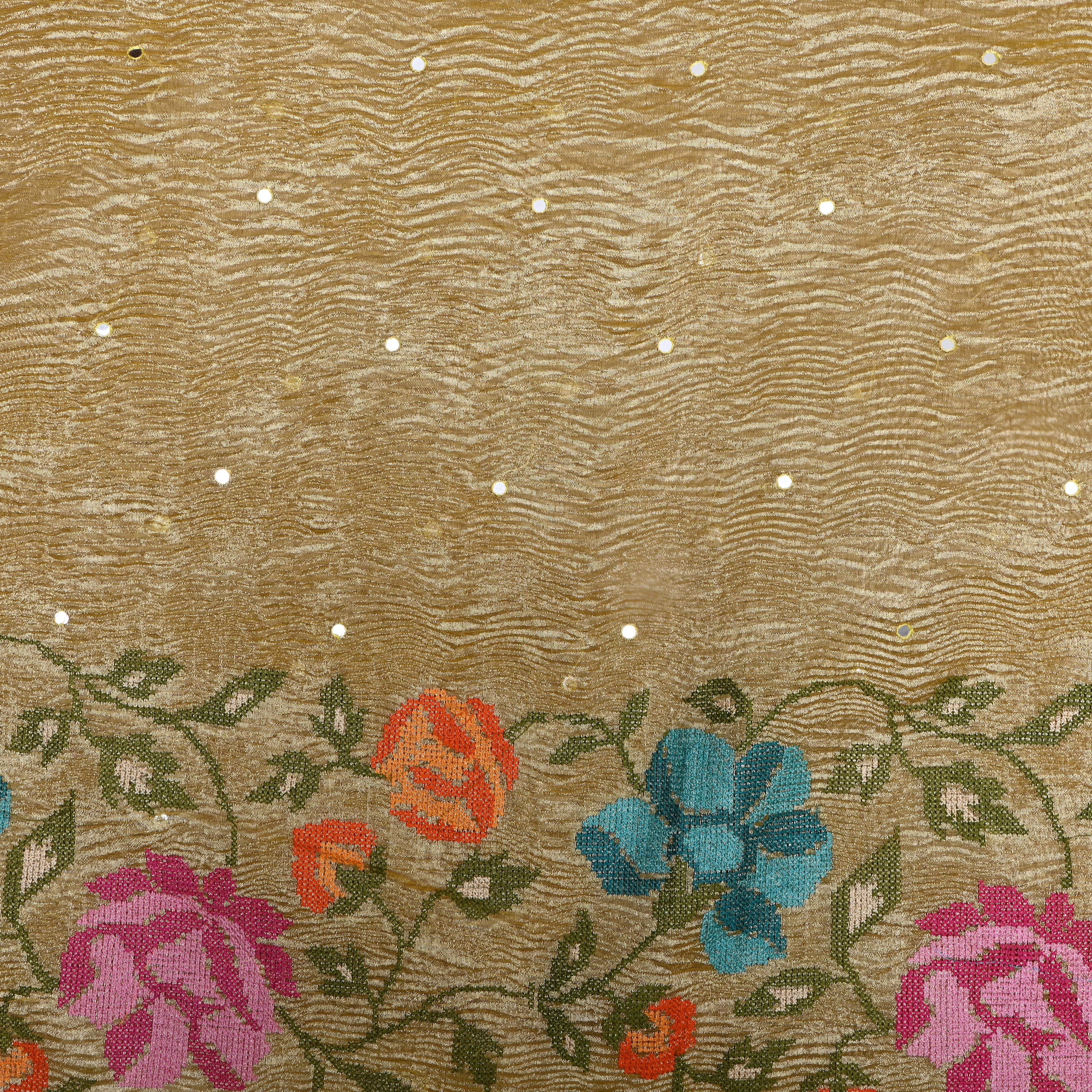 Golden Cross Stitch Tissue Fabric