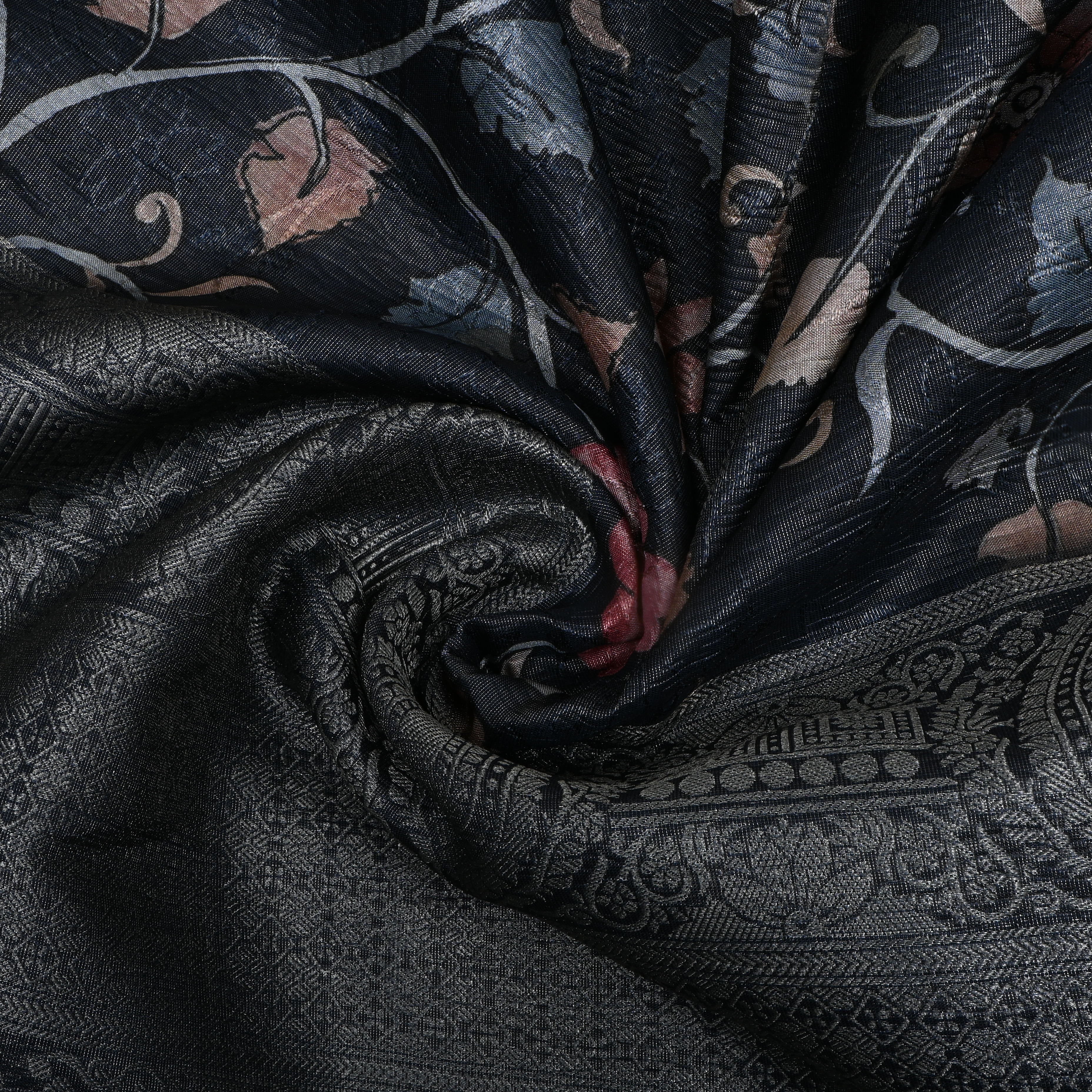 Japanese Indigo Floral Printed Tissue Fabric