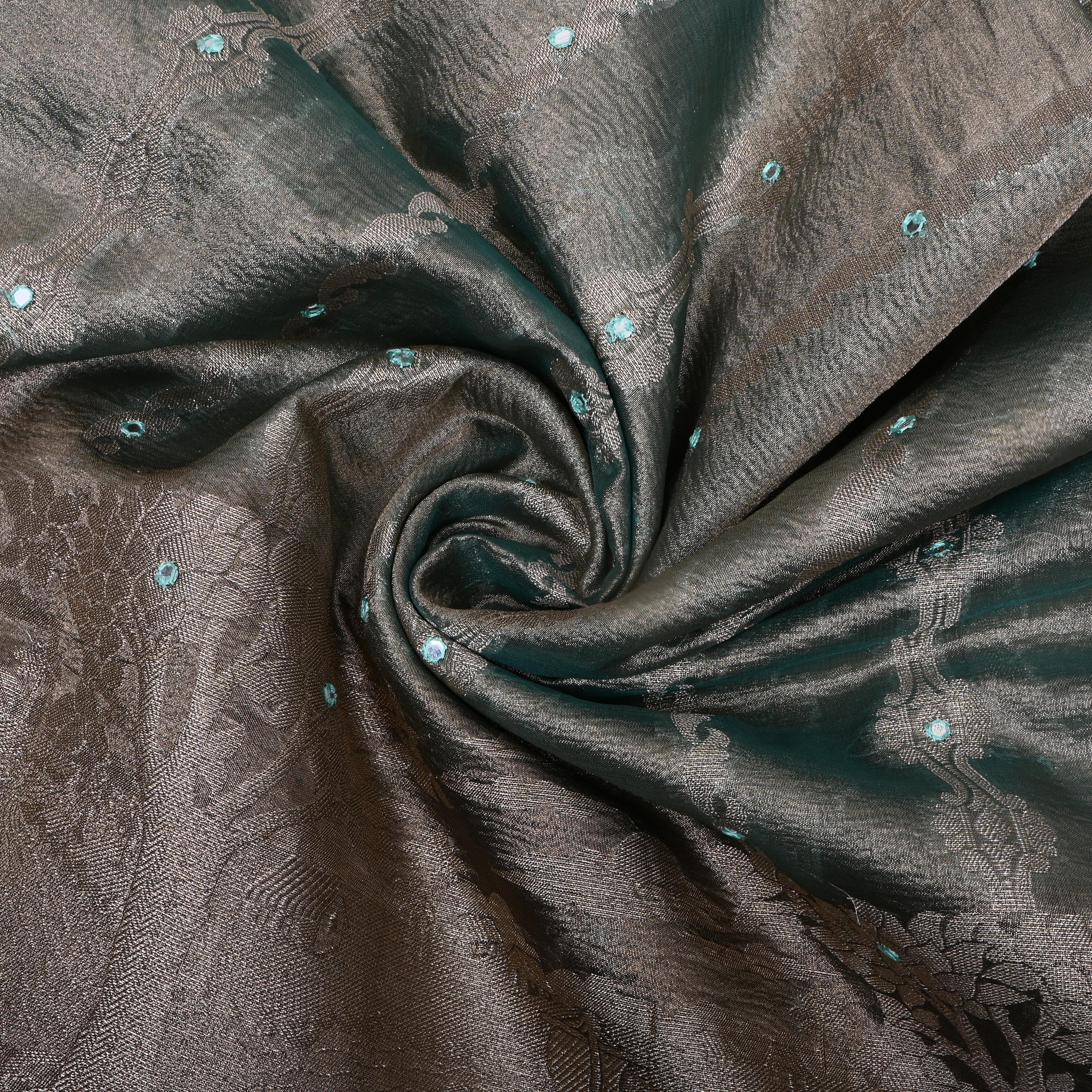 Jewel Gray Zari Woven Tissue Fabric