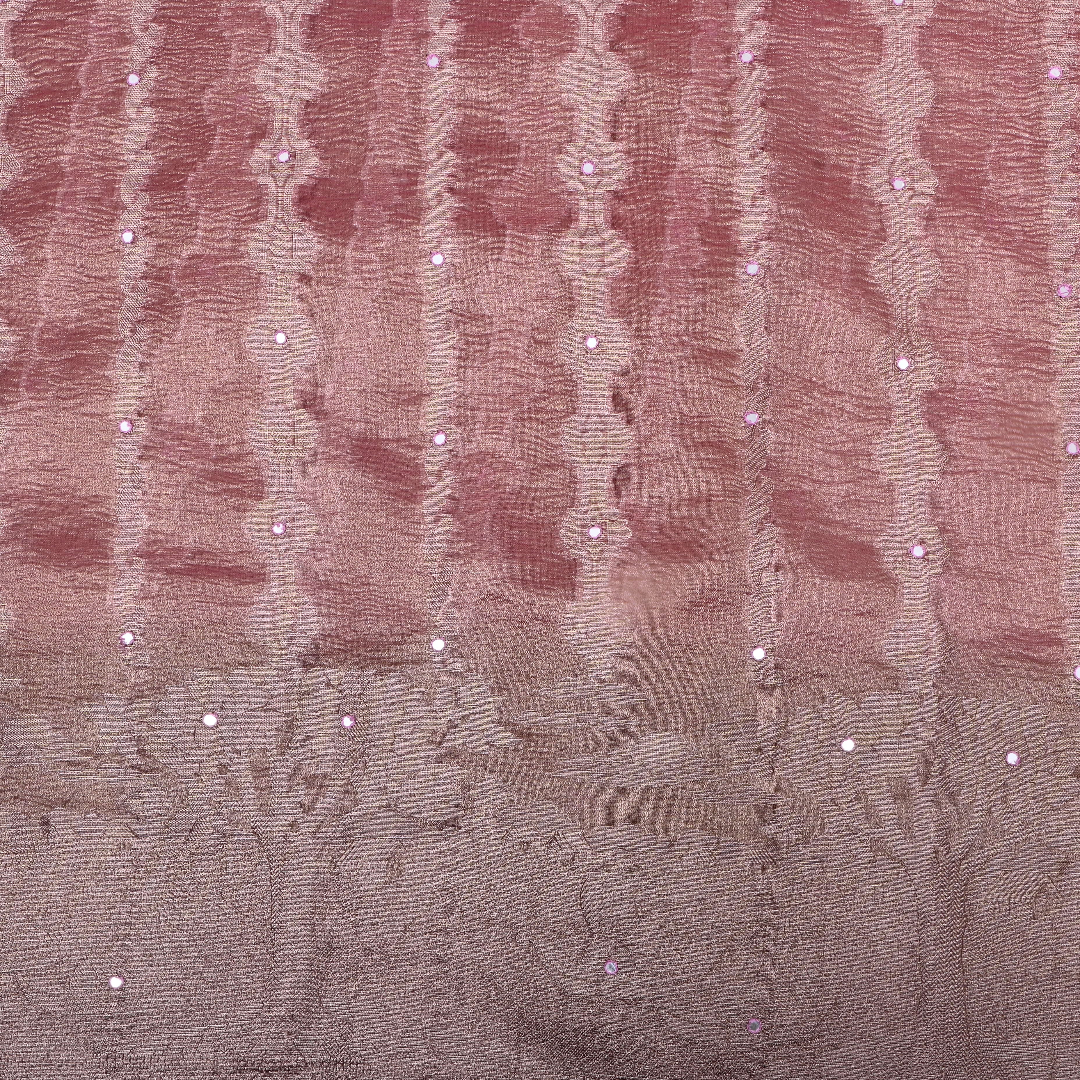 Matte Pink Zari Woven Tissue Fabric