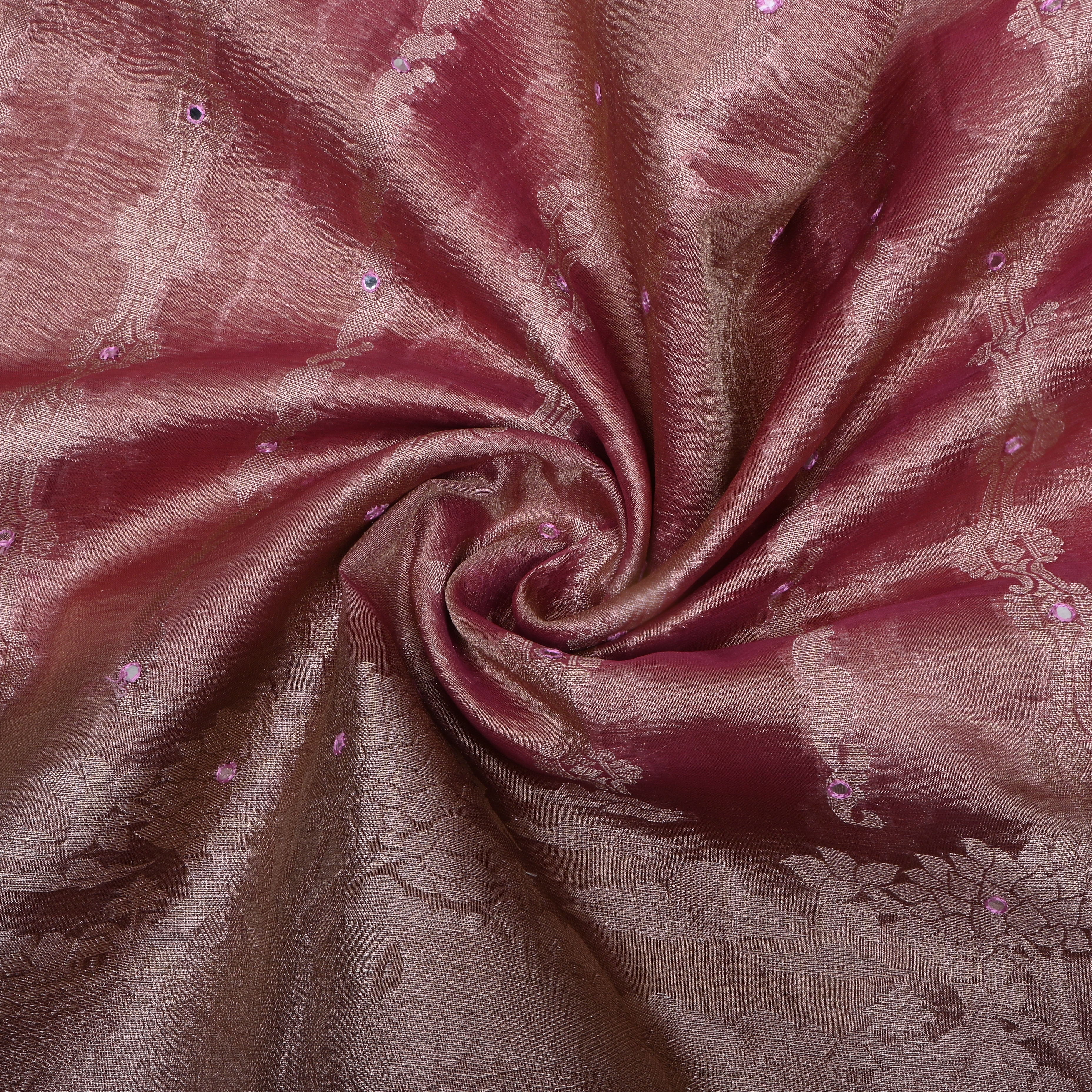 Matte Pink Zari Woven Tissue Fabric
