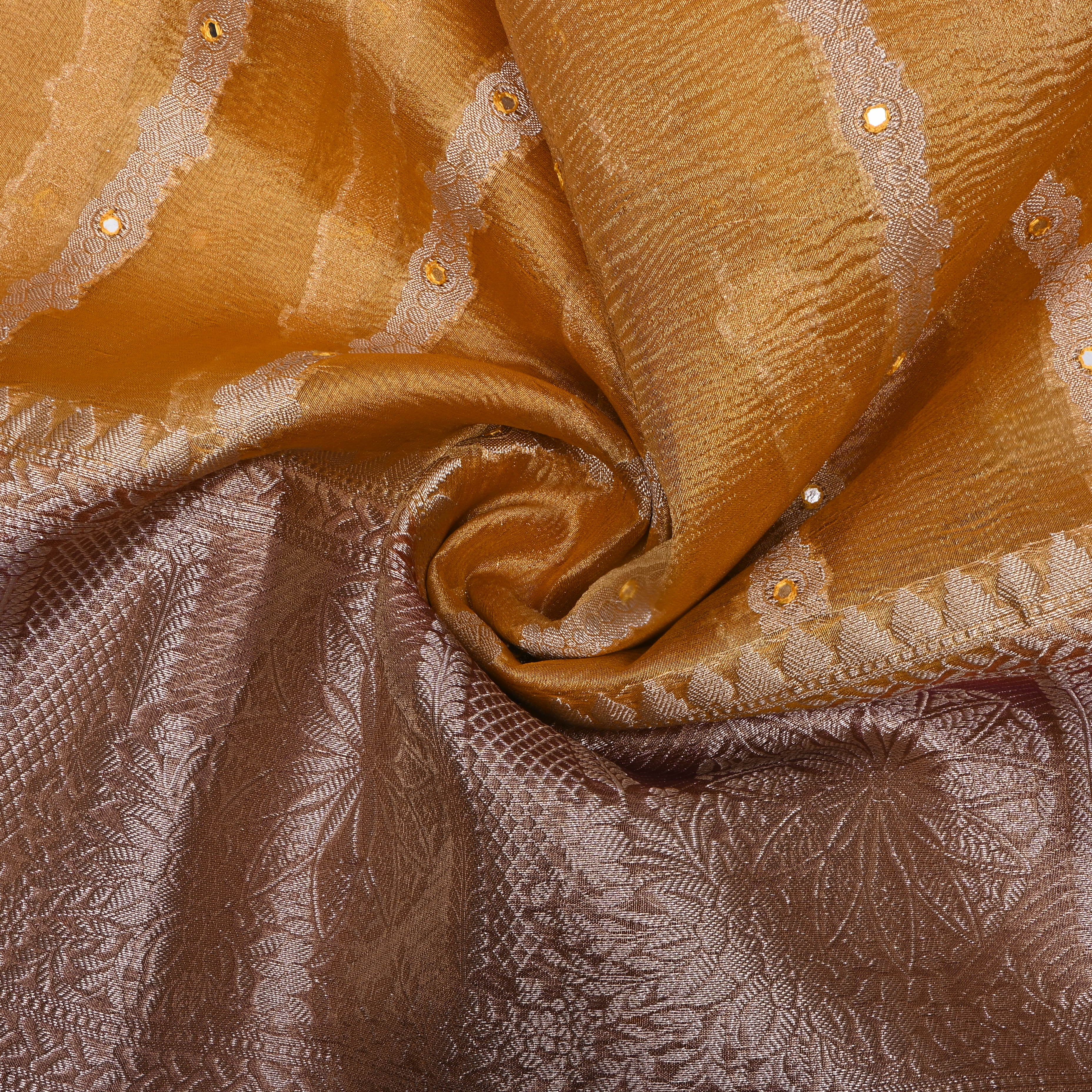 Amber Yellow Zari Woven Tissue Fabric