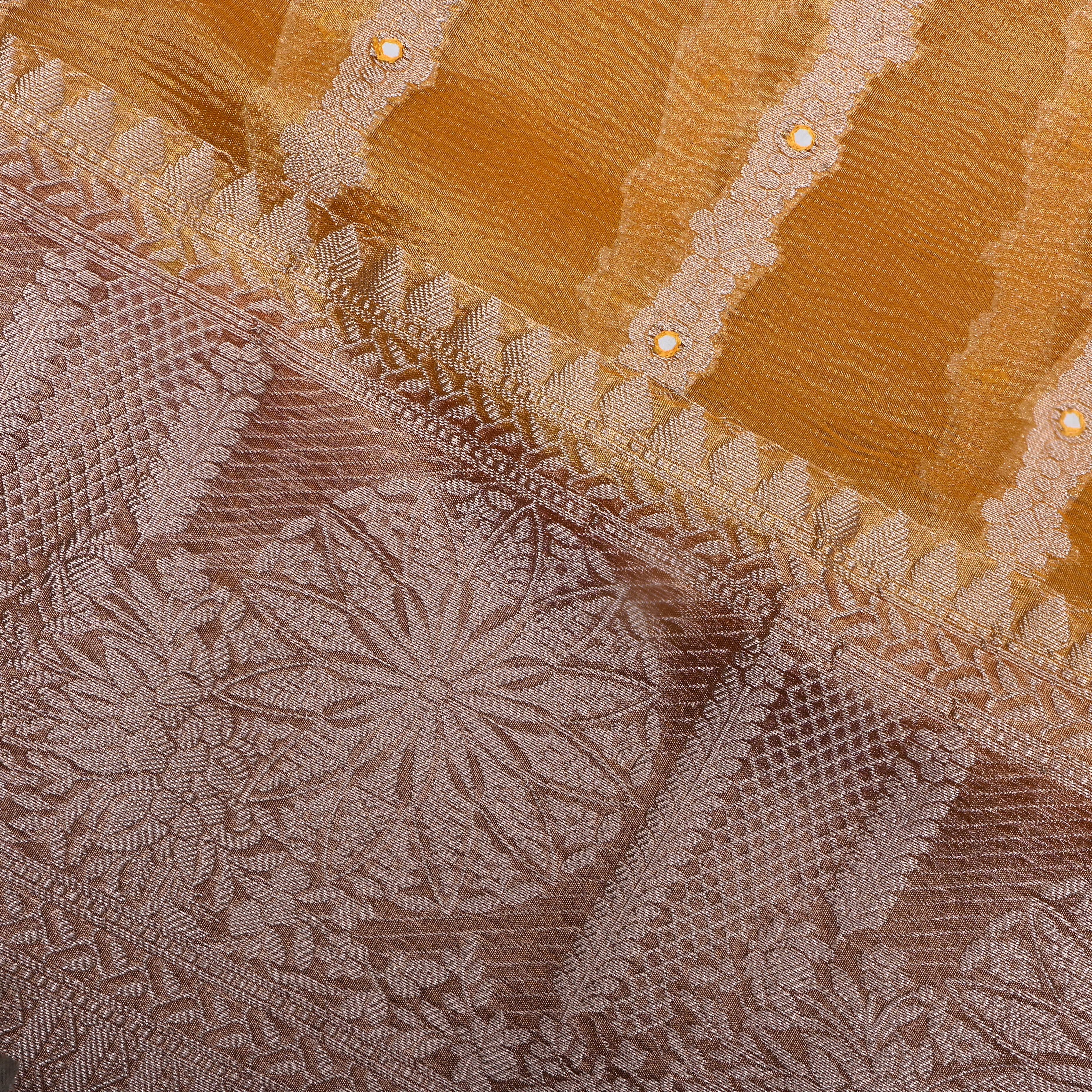 Amber Yellow Zari Woven Tissue Fabric