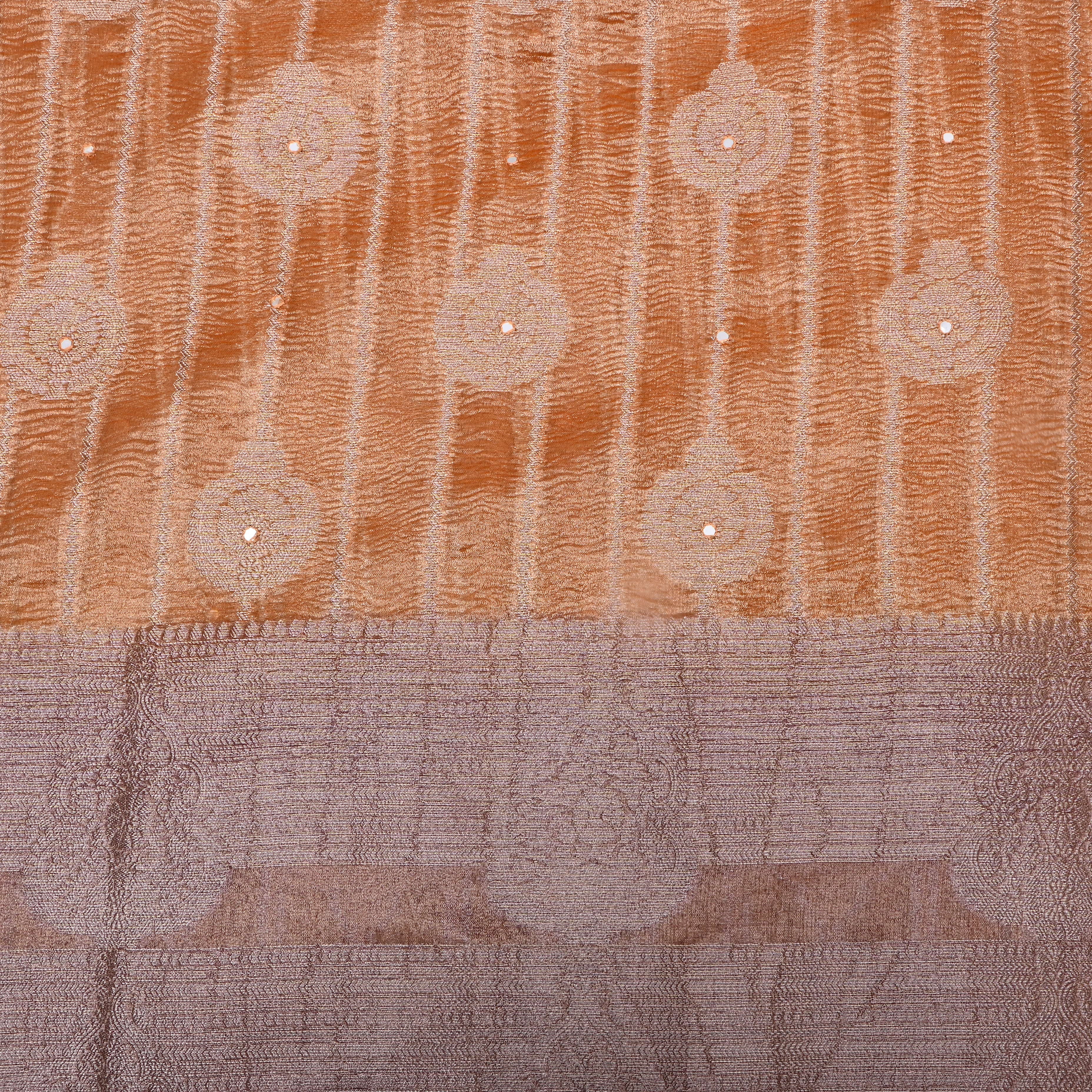 Orangish Yellow Zari Woven Tissue Fabric