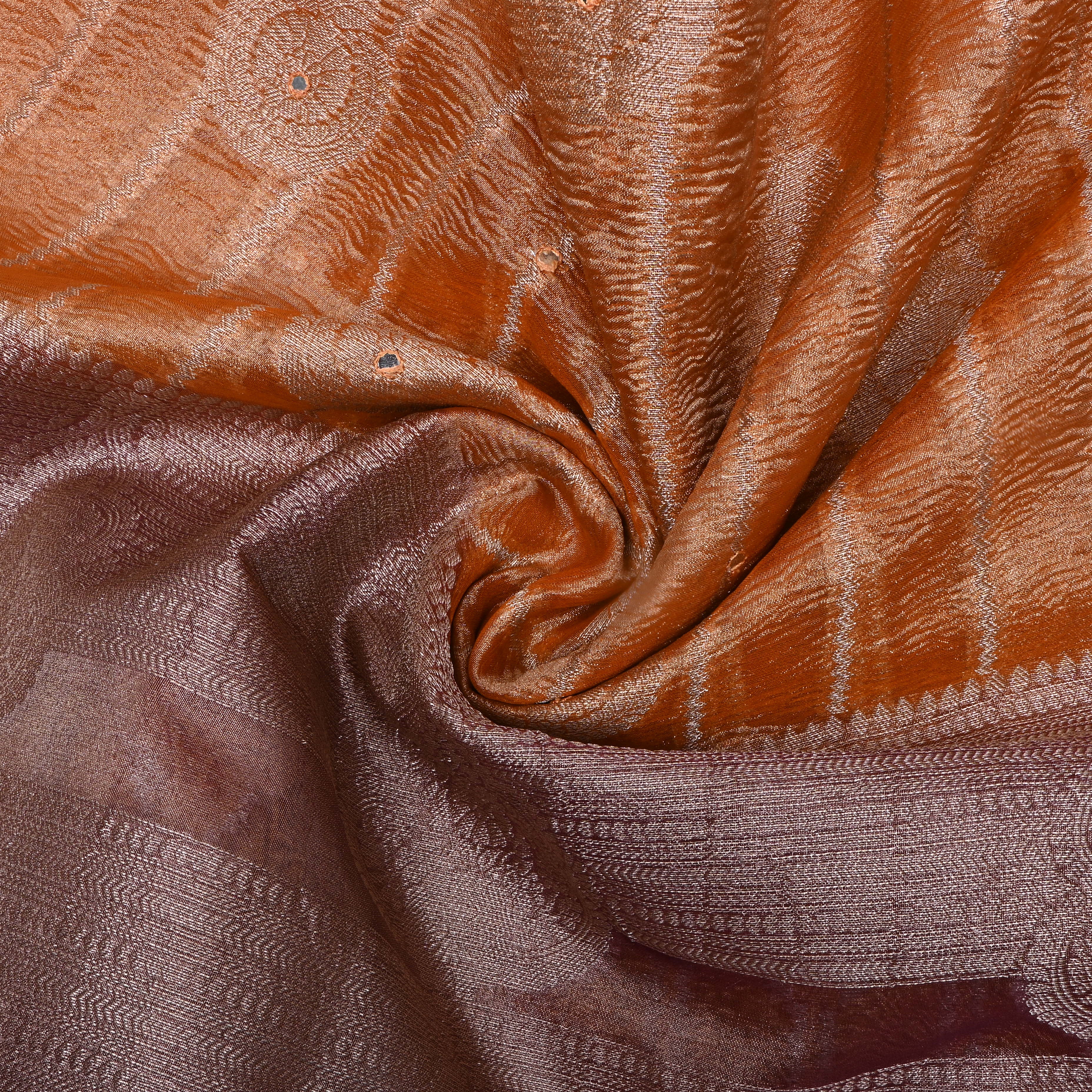 Orangish Yellow Zari Woven Tissue Fabric