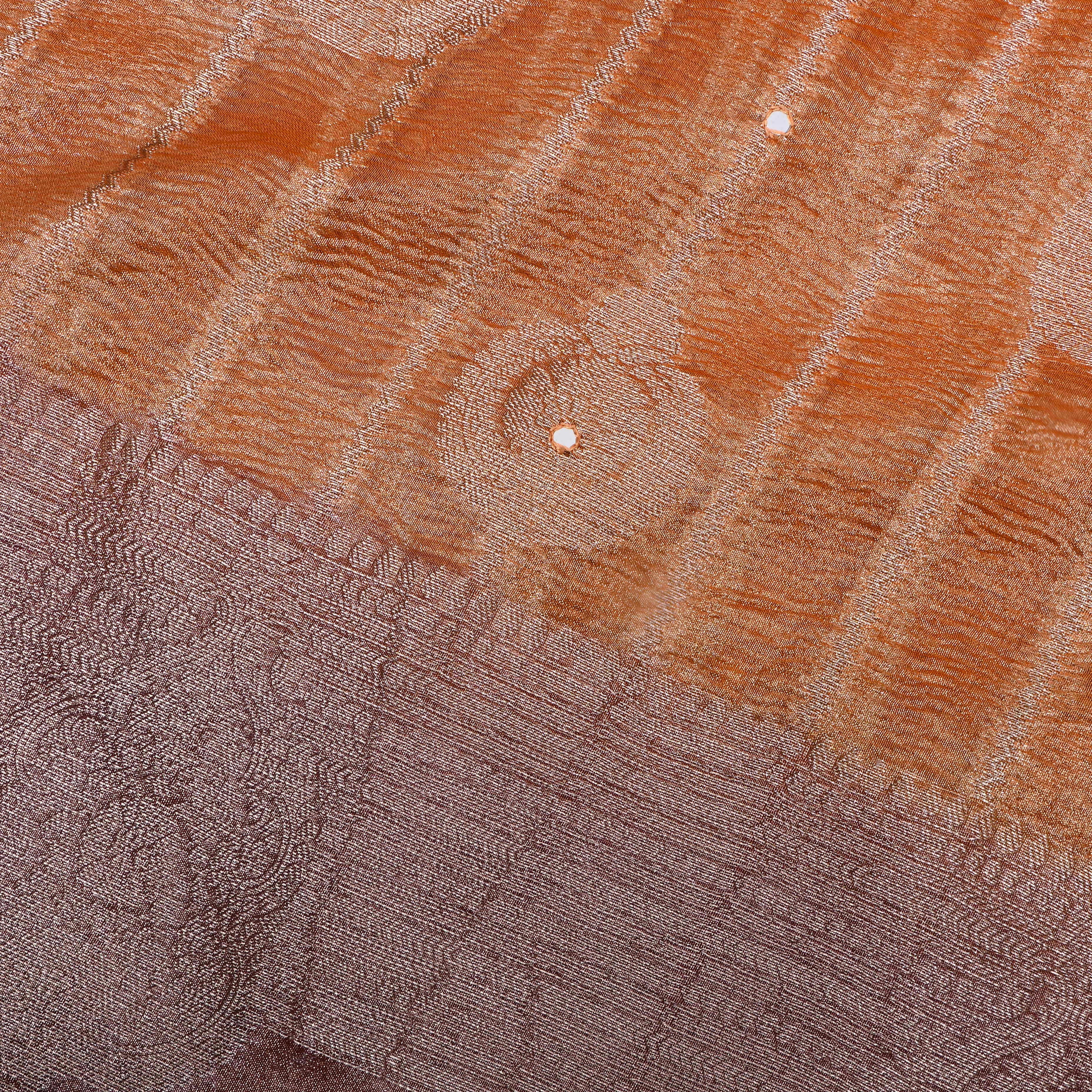 Orangish Yellow Zari Woven Tissue Fabric