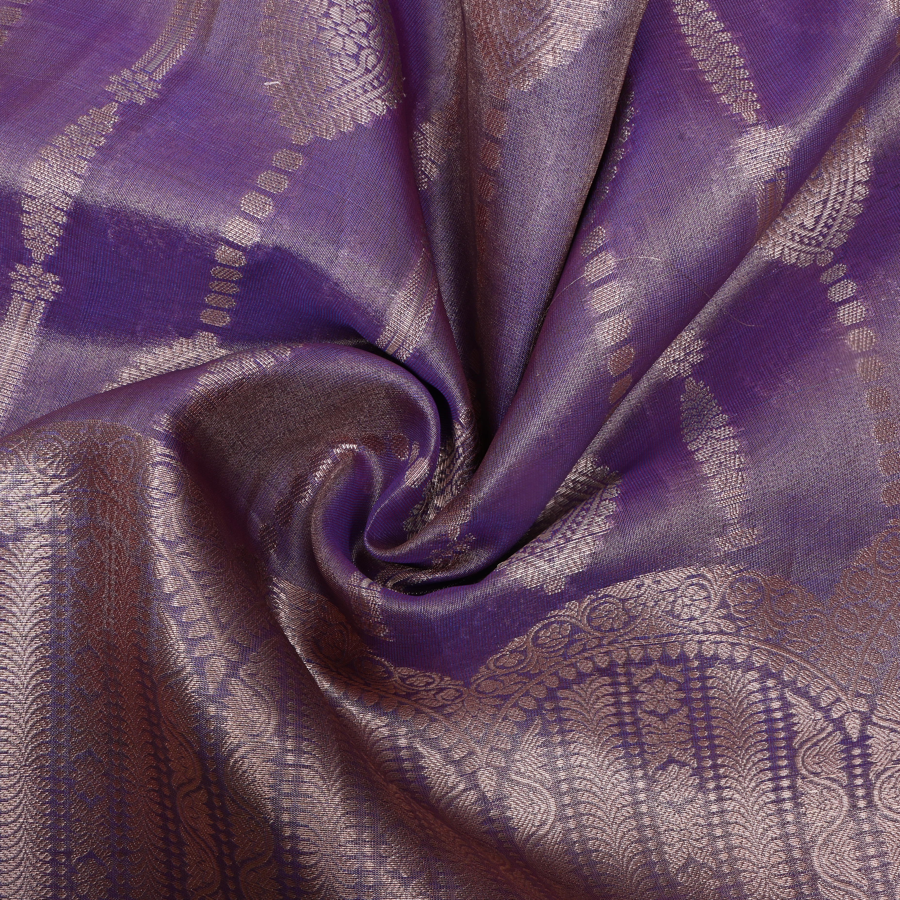 Lavender Zari Weave Tissue Fabric