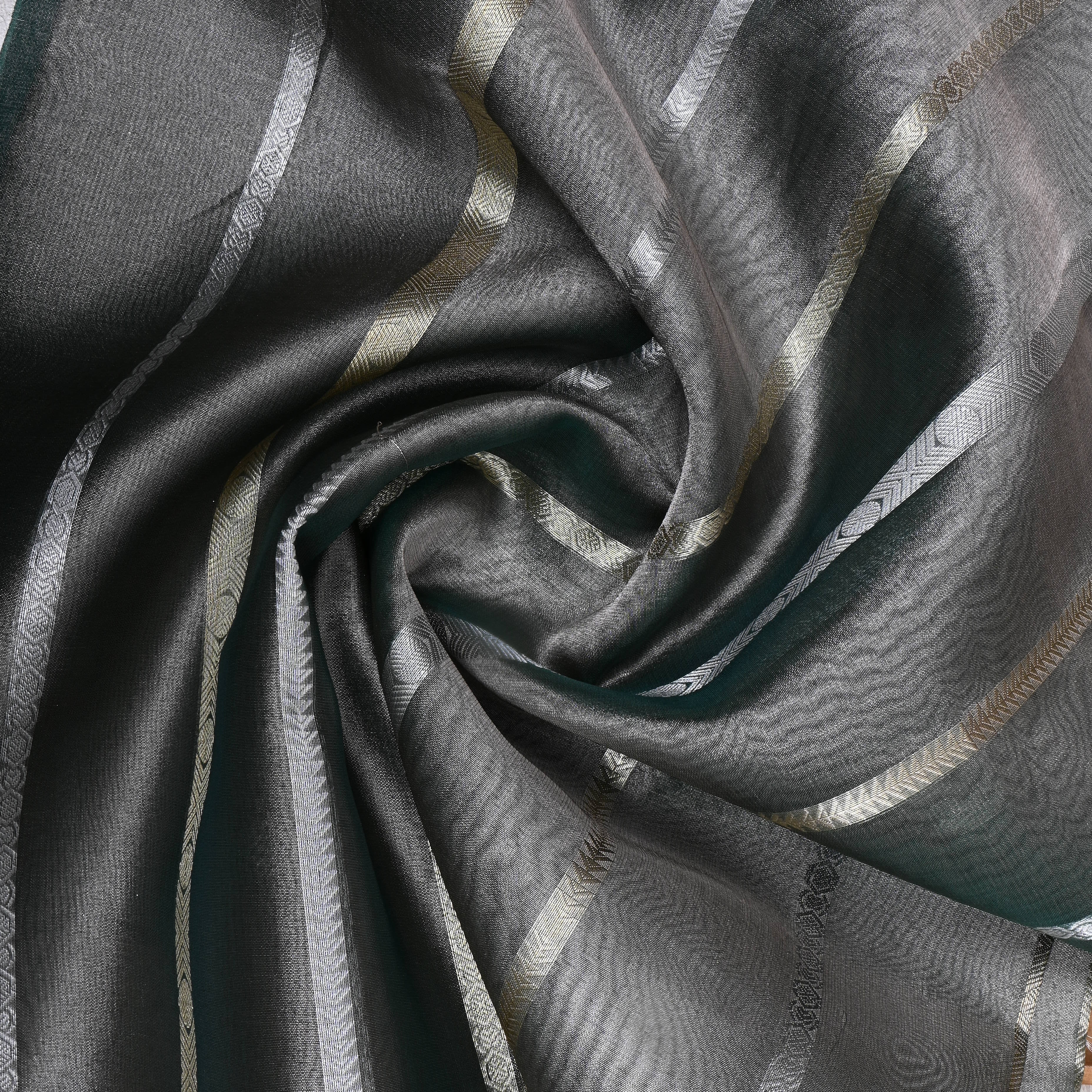 Ash Grey Zari Woven Tissue Fabric