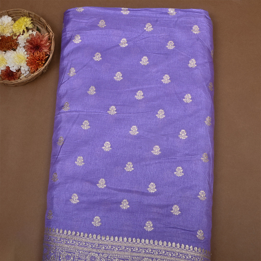 Chalk Purple Zari Woven Silk Fabric