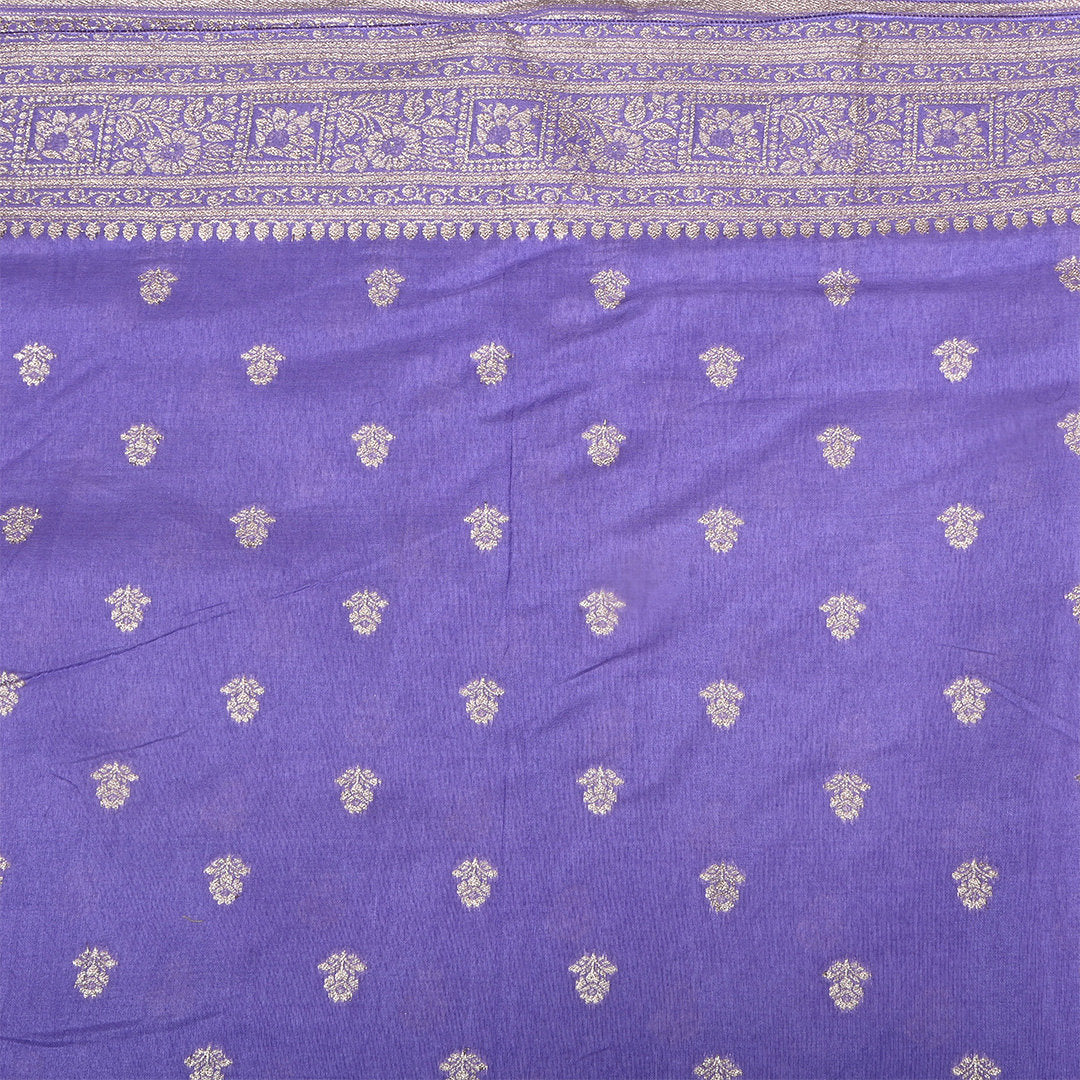 Chalk Purple Zari Woven Silk Fabric