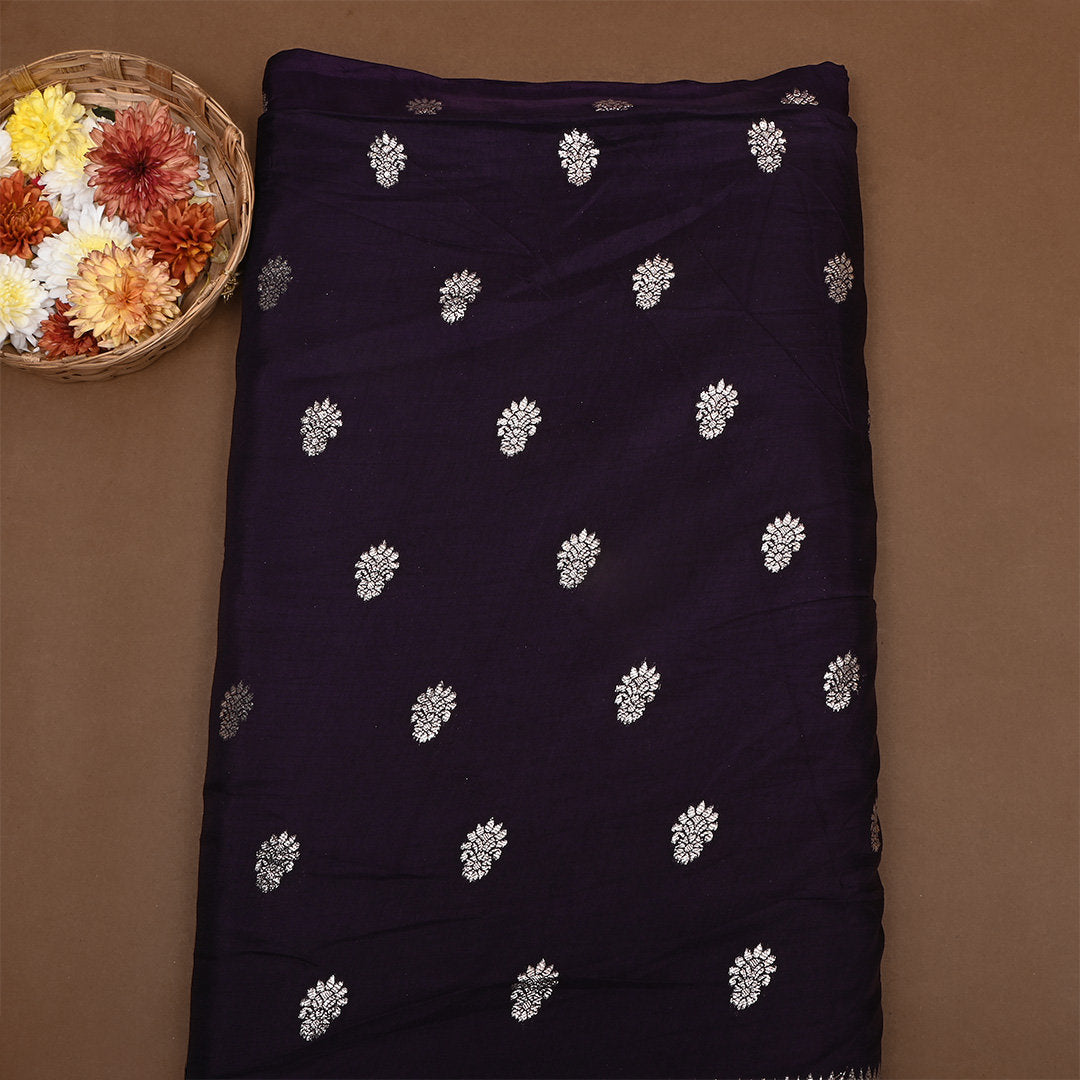 Jamun Purple Zari Woven Silk Fabric