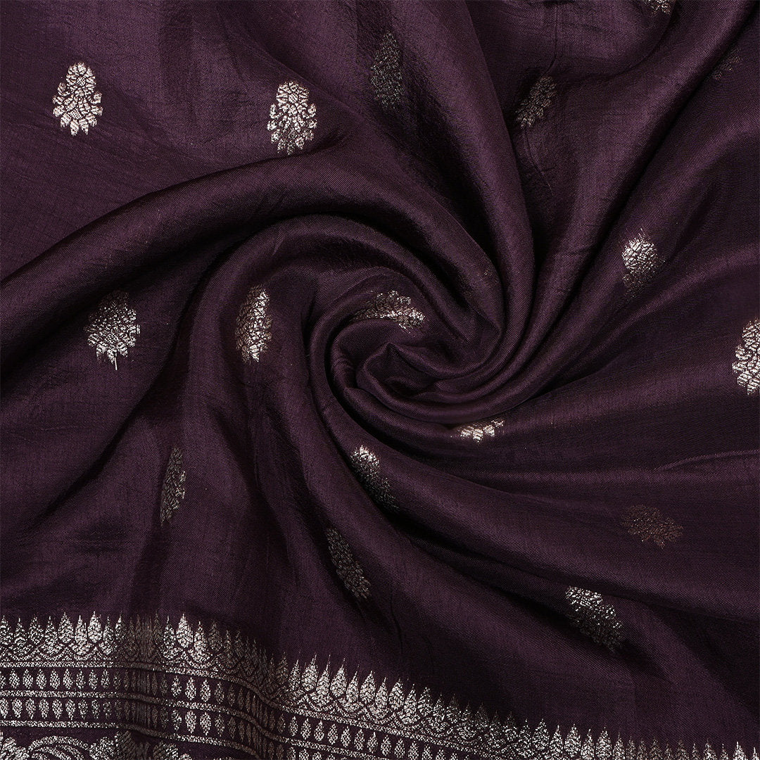 Dark Mauve Zari Weave Silk Fabric