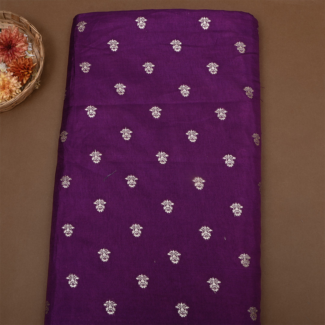 Imperial Violet Zari Woven Silk Fabric
