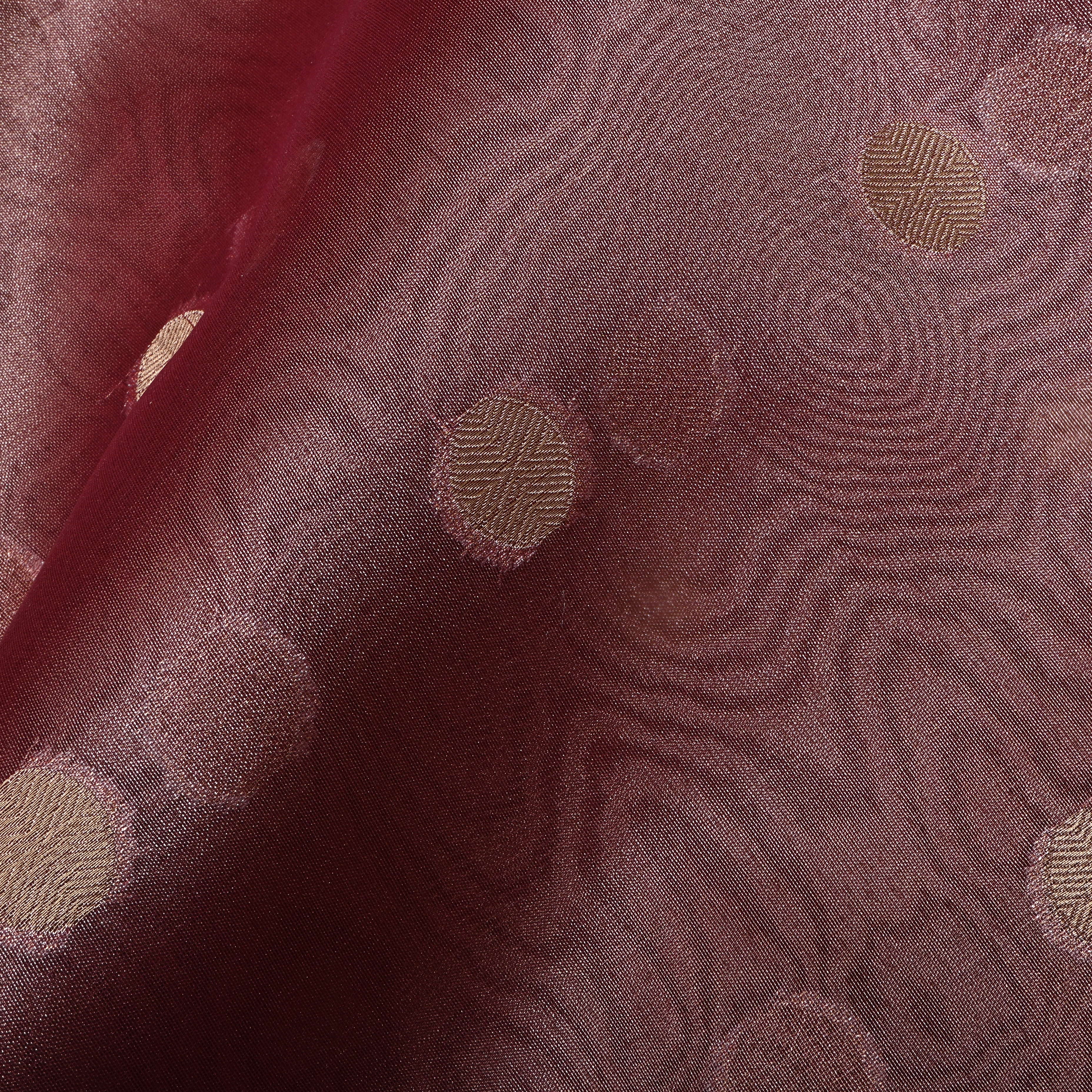 Burgundy Zari Woven Tissue Fabric