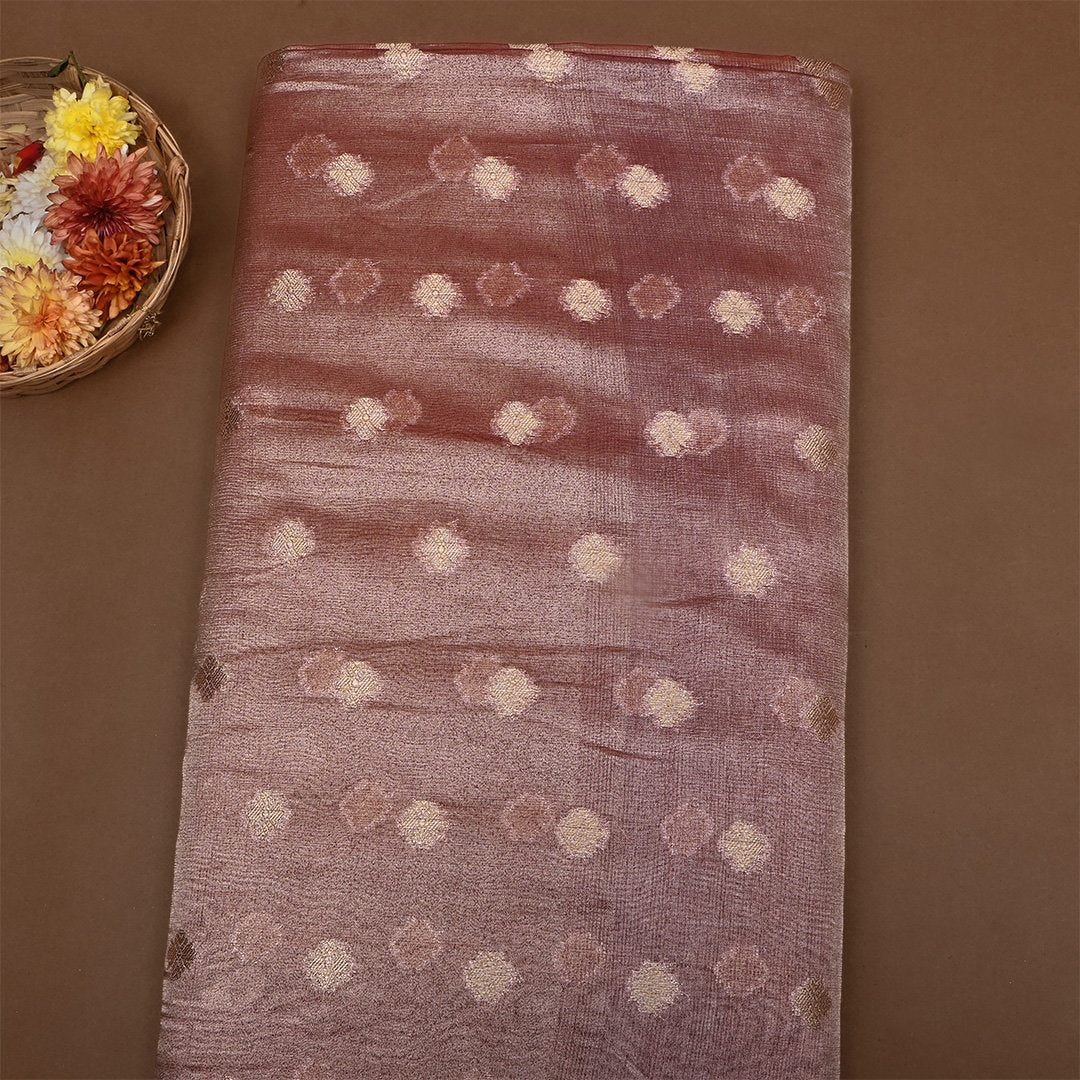 Brick Red Zari Woven Tissue Fabric