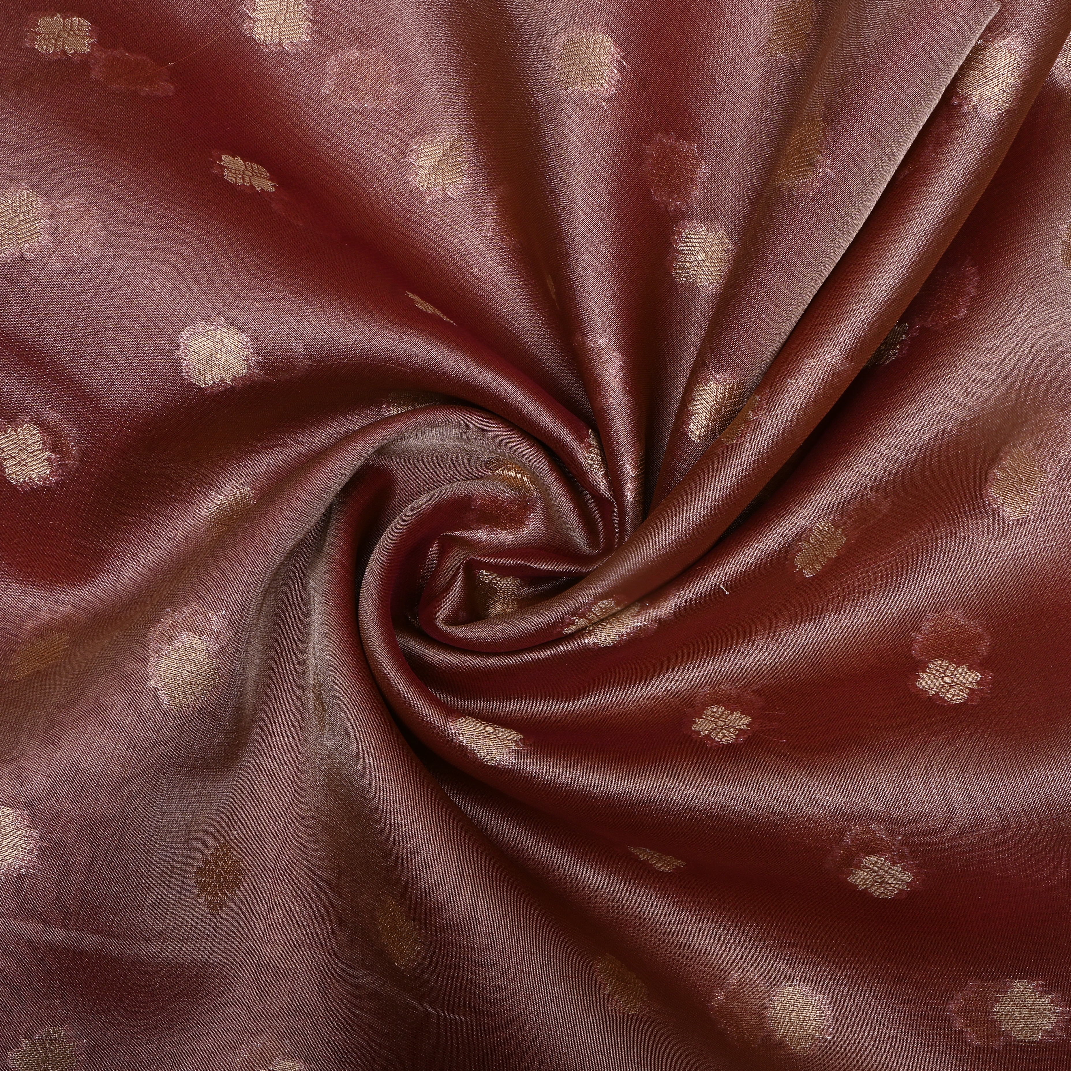 Brick Red Zari Woven Tissue Fabric