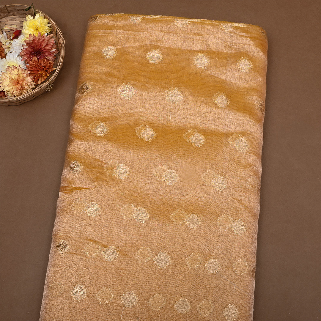 Sunset Yellow Zari Woven Tissue Fabric