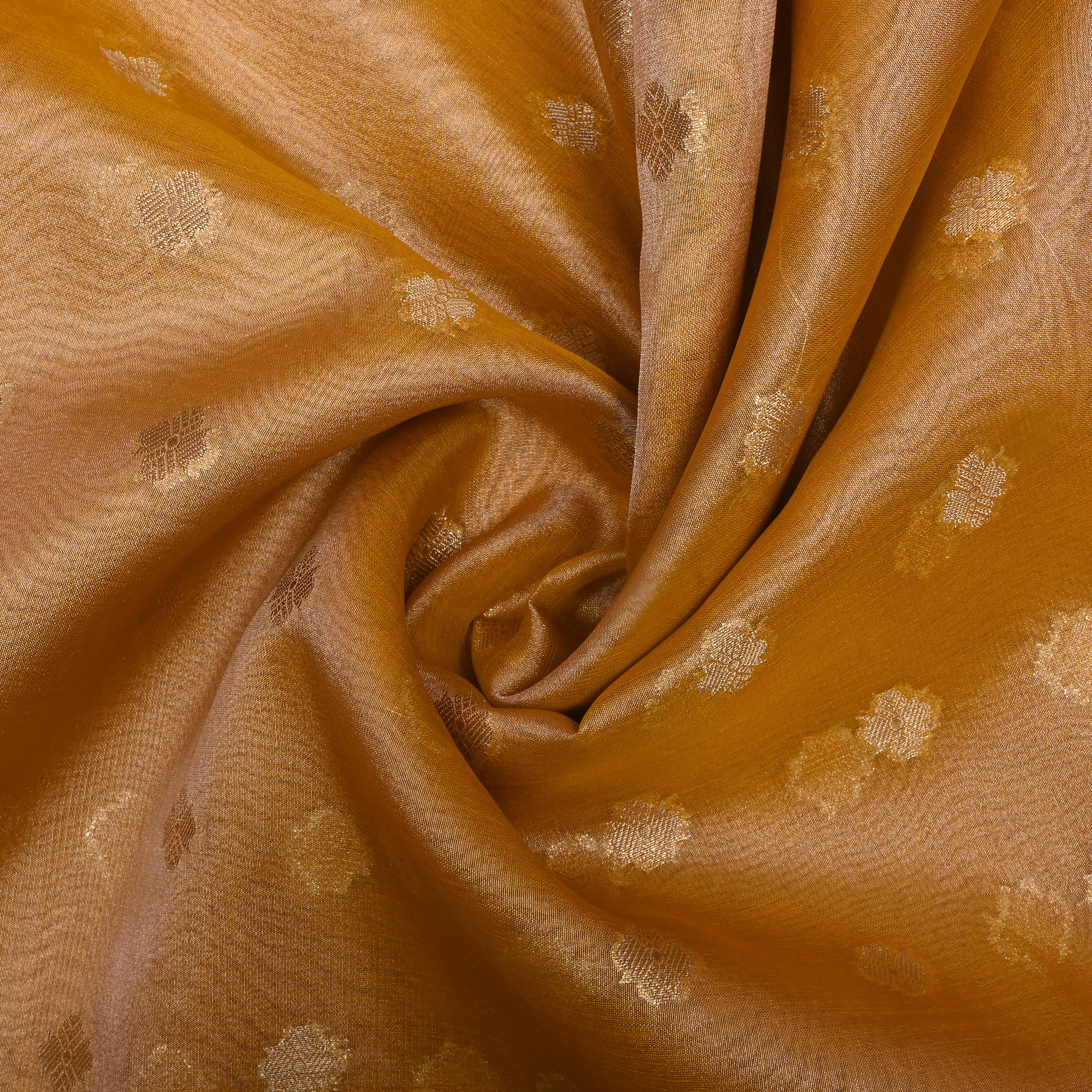 Sunset Yellow Zari Woven Tissue Fabric