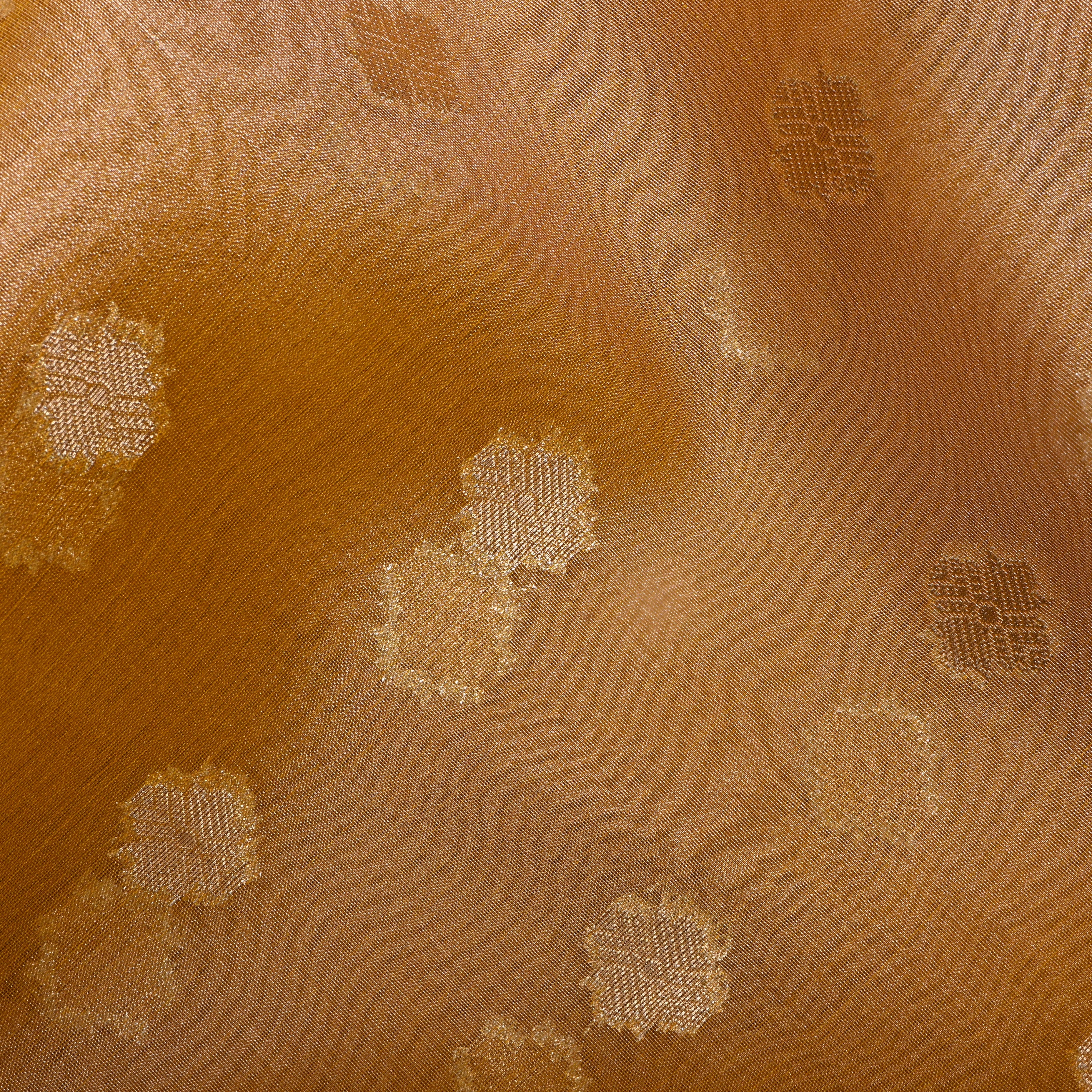 Sunset Yellow Zari Woven Tissue Fabric