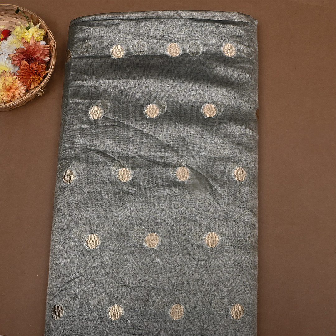 Gray Zari Woven Tissue Fabric