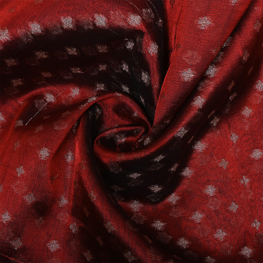 Blood Maroon Zari Woven Tissue Fabric
