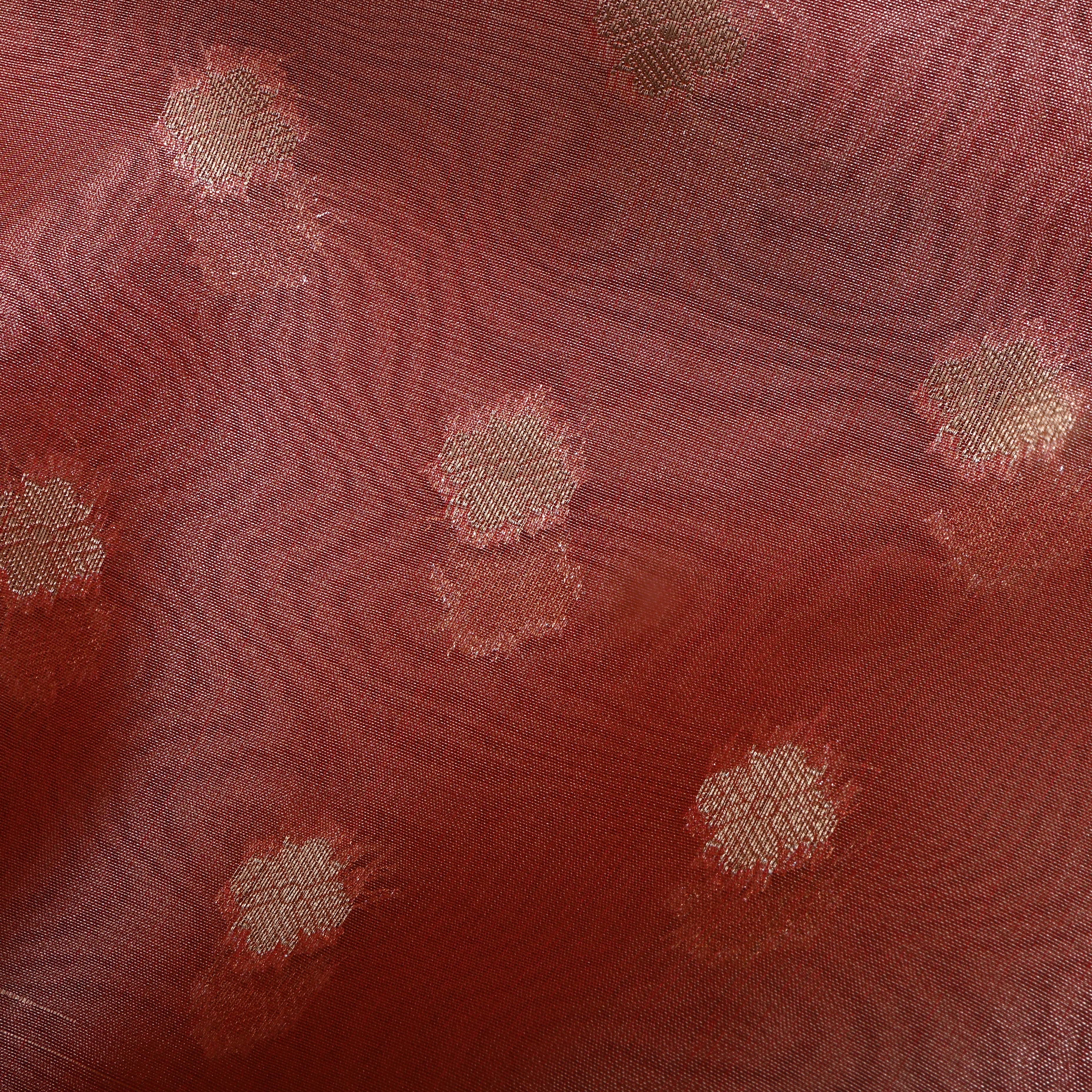 Coral Red Zari Woven Tissue Fabric
